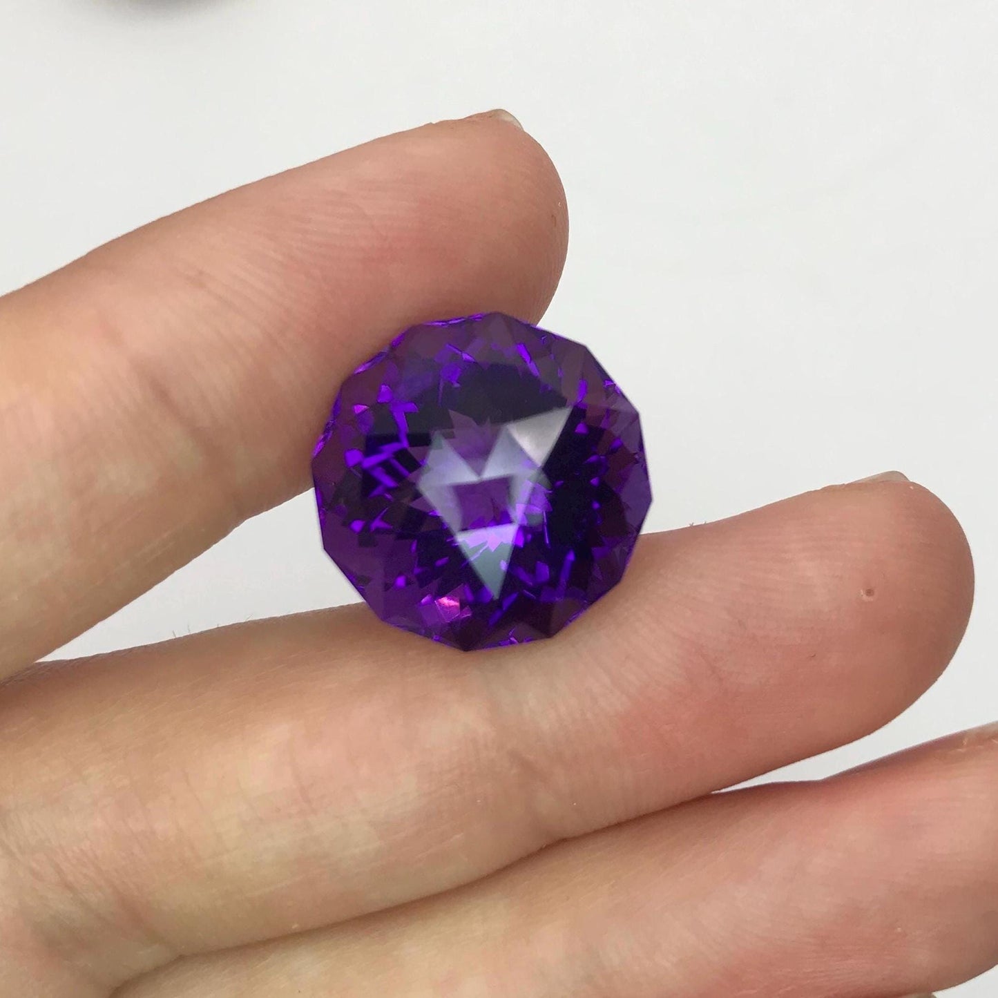 16mm Purple Amethyst, Fancy Round, 17 carat Loose Gemstone Faceted February Birthstone