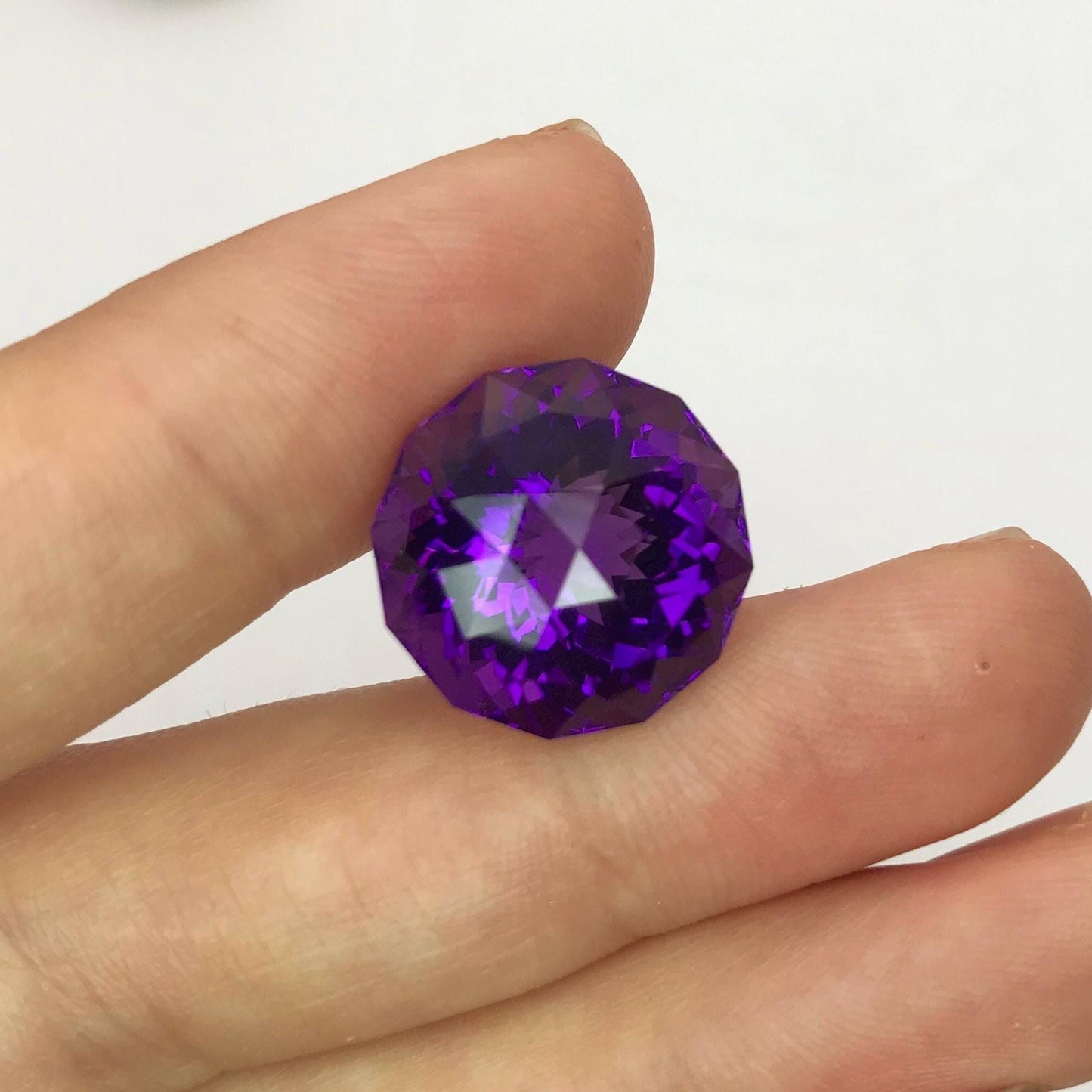 16mm Purple Amethyst, Fancy Round, 17 carat Loose Gemstone Faceted February Birthstone
