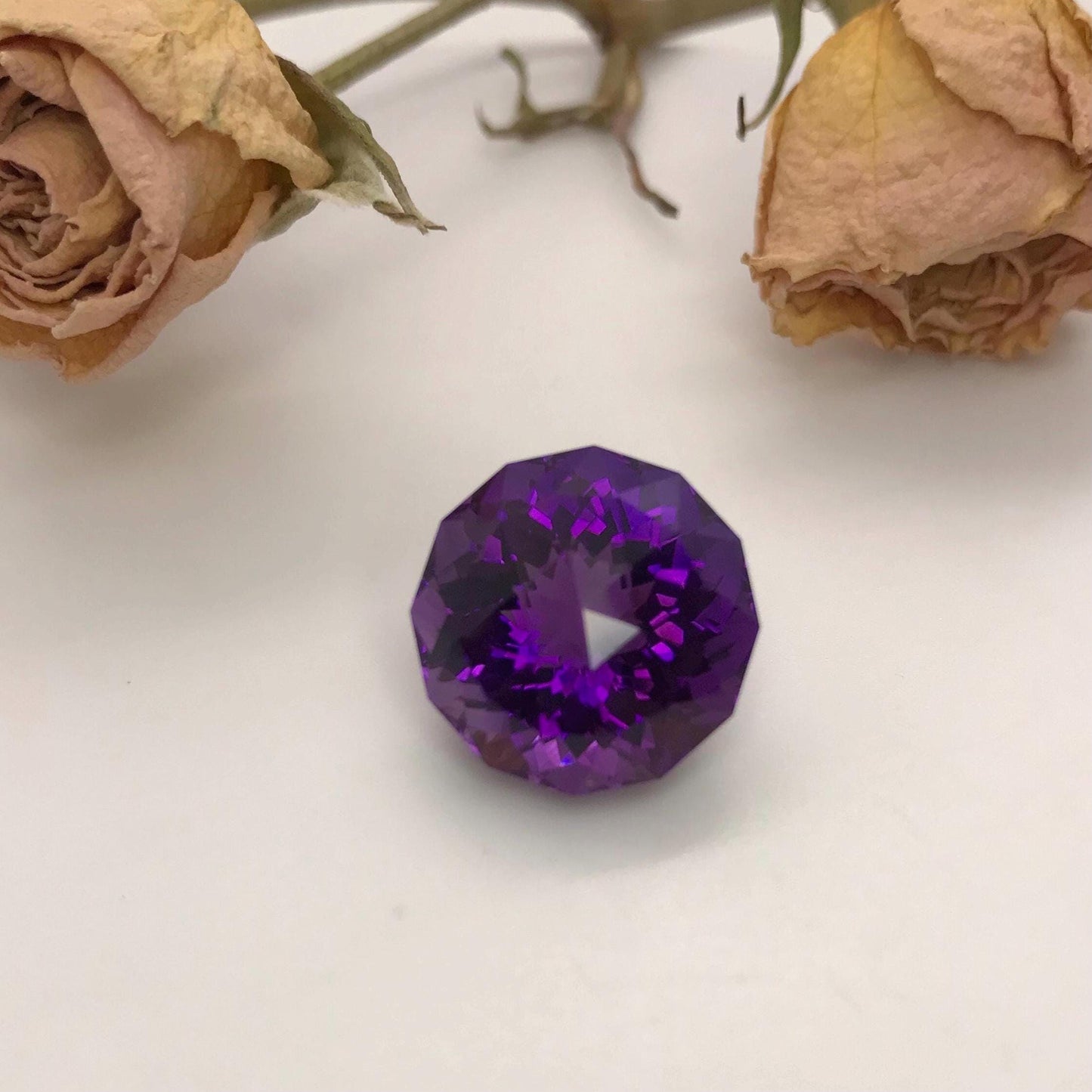 16mm Purple Amethyst, Fancy Round, 17 carat Loose Gemstone Faceted February Birthstone
