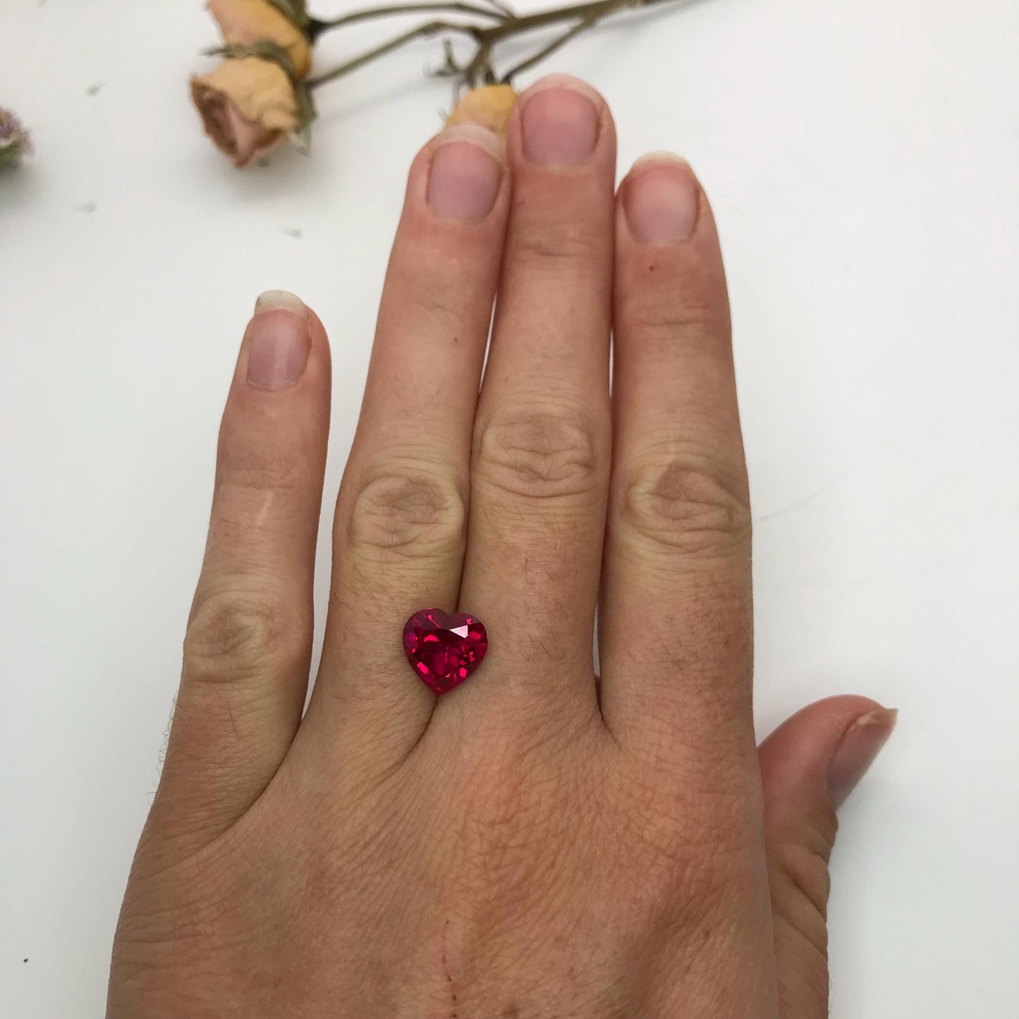 10mm Heart Cut Lab Created Ruby 4 carats Loose Faceted Man-Made Red Gem,