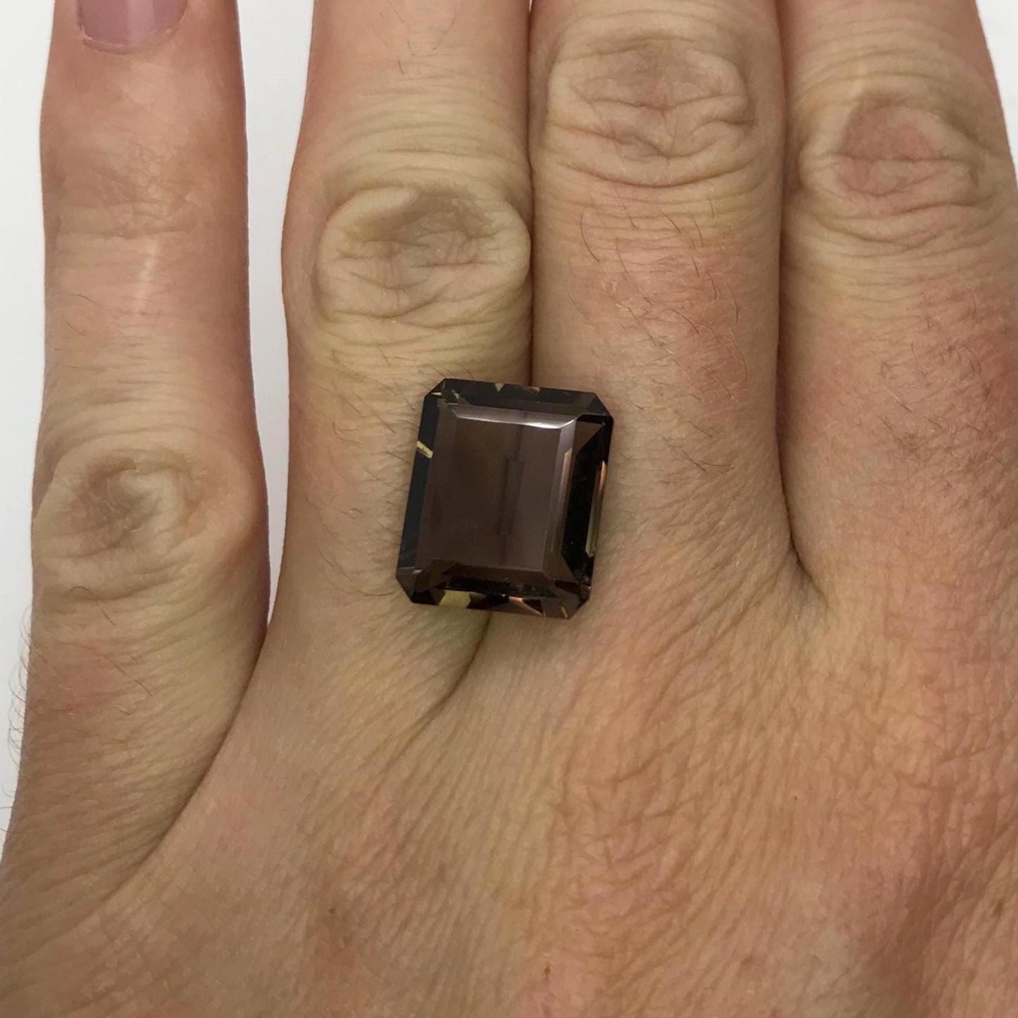 14x12mm Smoky Quartz, Emerald cut, 8.80 ct Faceted Loose Dark Brown Gemstone