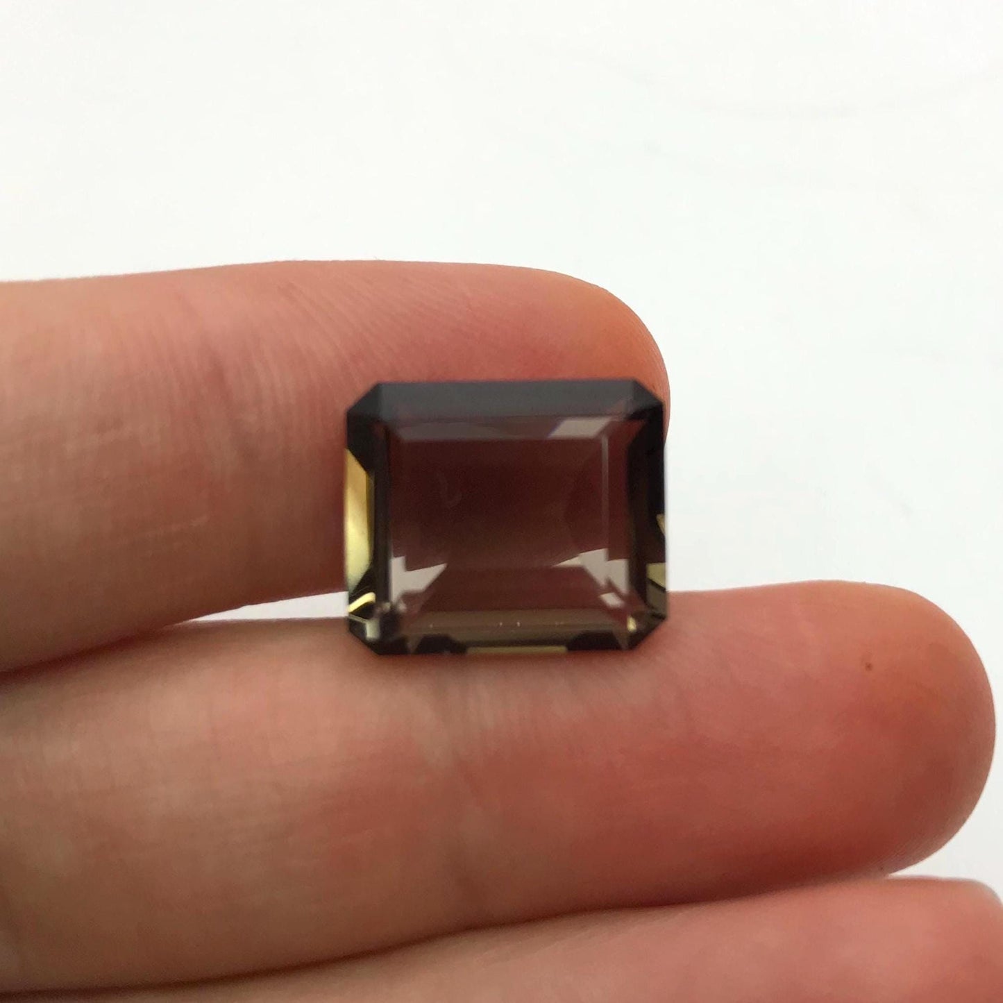 14x12mm Smoky Quartz, Emerald cut, 8.80 ct Faceted Loose Dark Brown Gemstone