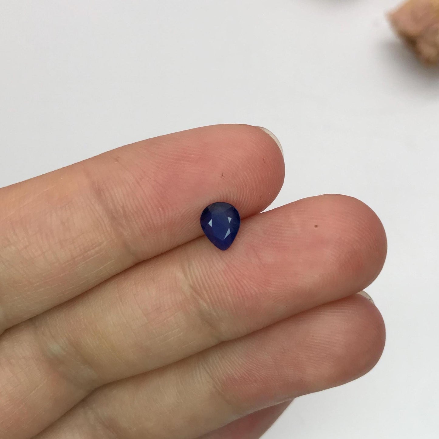 0.53 carat Natural Blue Sapphire Pear Corundum Faceted Loose Gemstone, Dark Blue, 1/2 carat