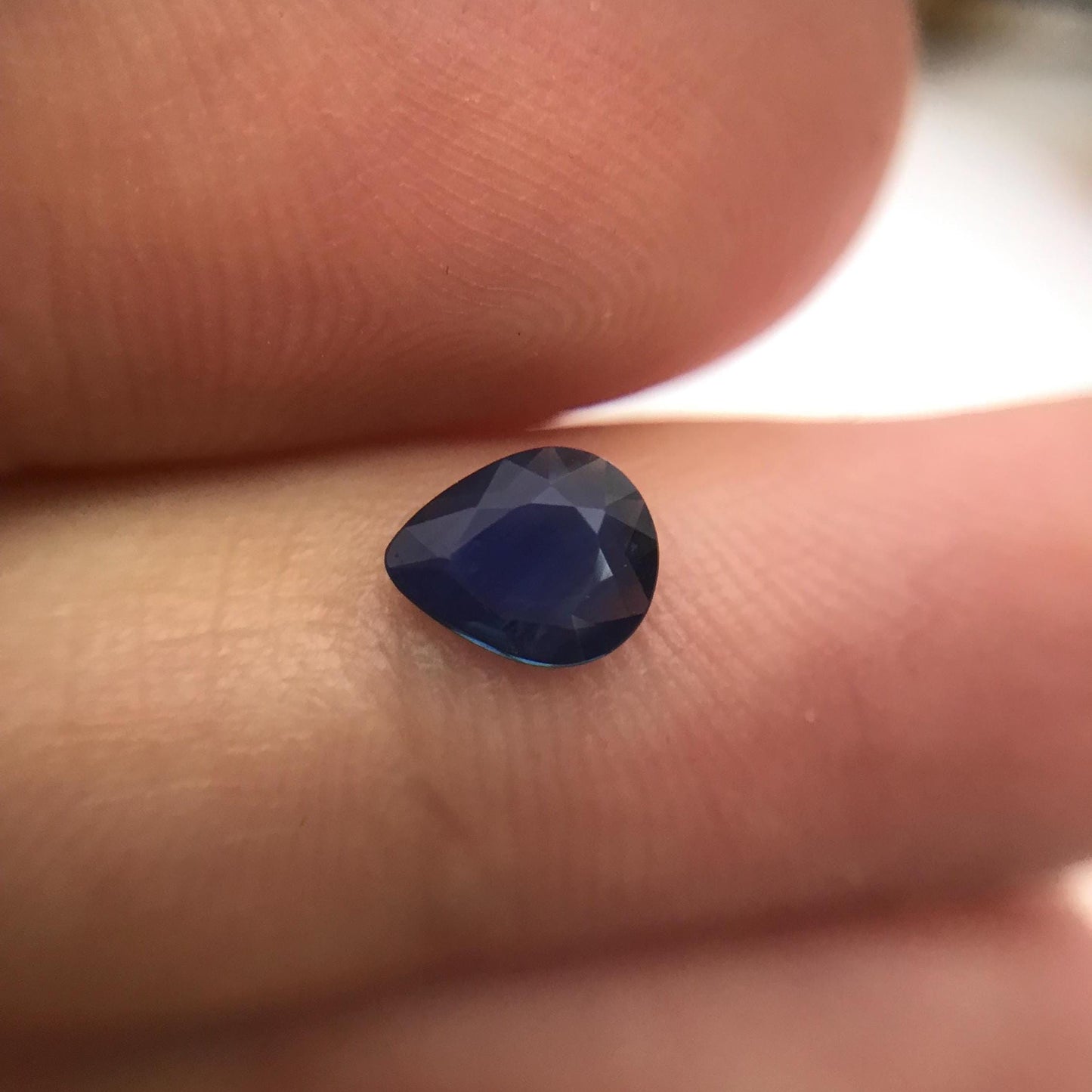 0.53 carat Natural Blue Sapphire Pear Corundum Faceted Loose Gemstone, Dark Blue, 1/2 carat