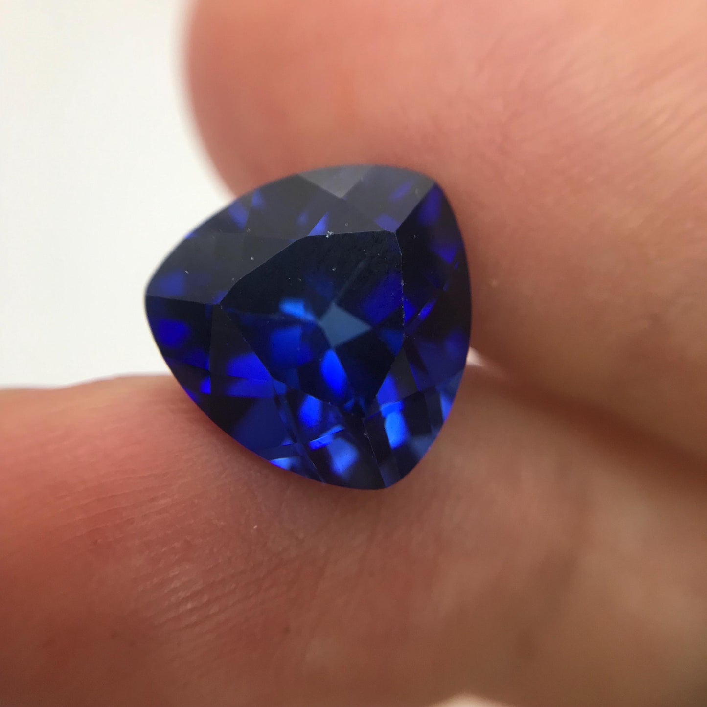 12mm Lab Created Blue Sapphire 7.65 Carat Trillion Cut, For Jewelry, Synthetic Sapphire, Loose Gemstone, Recycled Gemstone