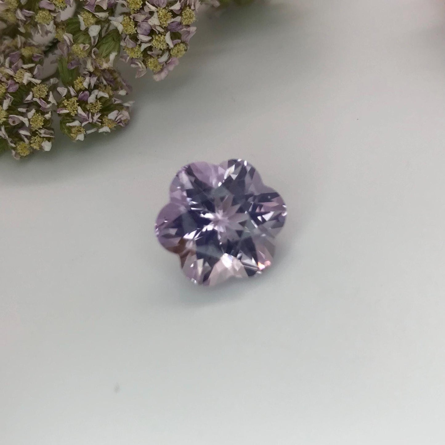13 mm Flower Cut Lavender Amethyst 8 Carat Fancy Cut, Loose Faceted Gem, Unmounted Gemstone