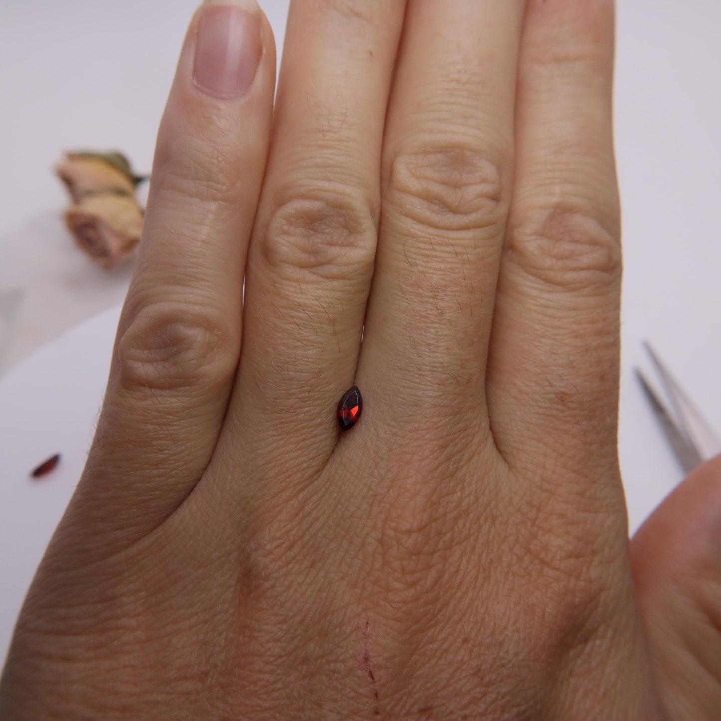 One 6x3mm Red Garnet Marquise Cut, Faceted Loose Gemstone