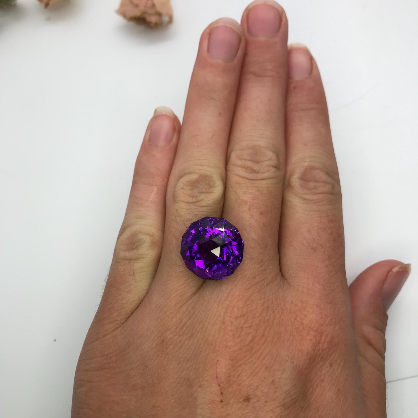 16mm Purple Amethyst, Fancy Round, 17 carat Loose Gemstone Faceted February Birthstone