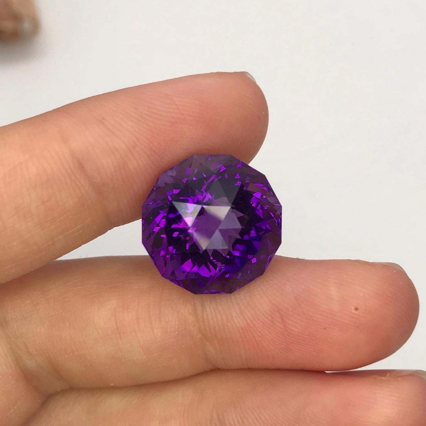 16mm Purple Amethyst, Fancy Round, 17 carat Loose Gemstone Faceted February Birthstone