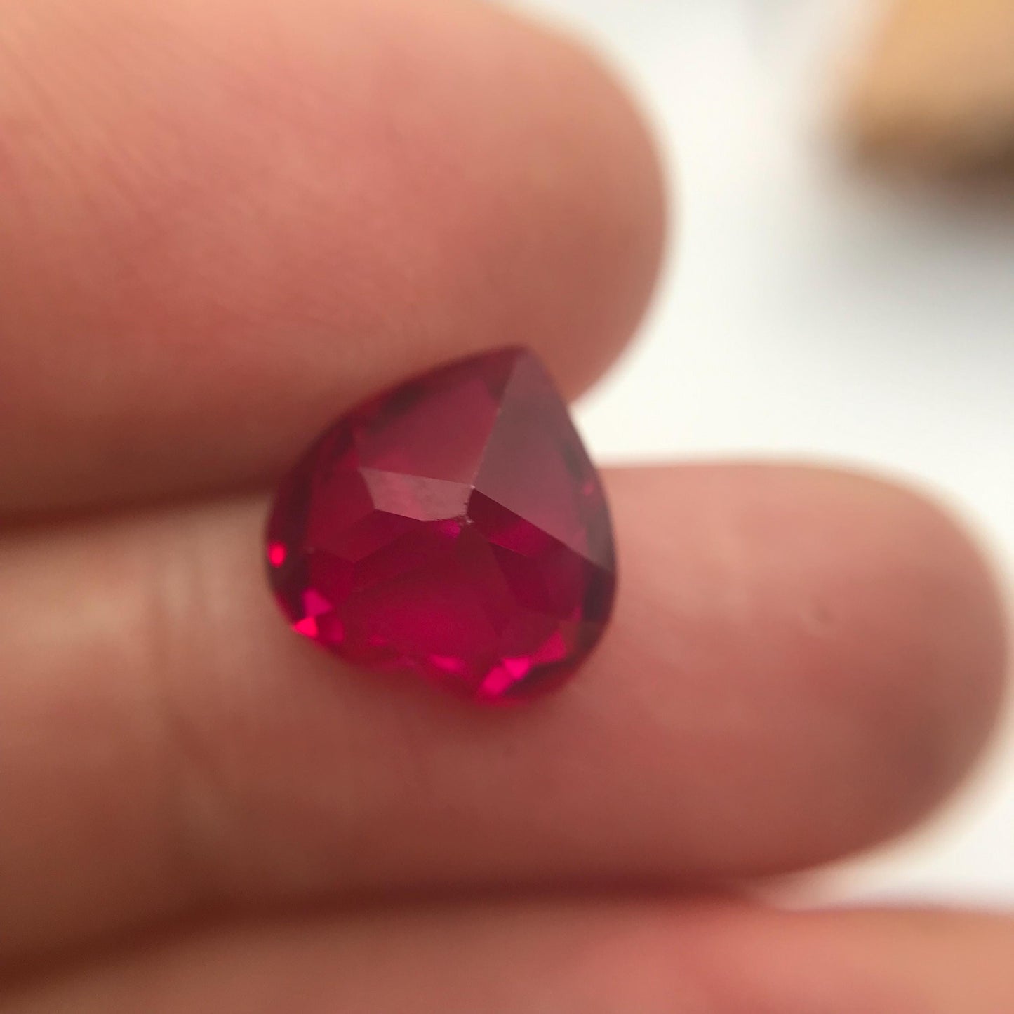 10mm Heart Cut Lab Created Ruby 4 carats Loose Faceted Man-Made Red Gem,