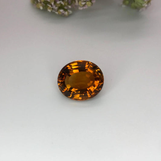 14x12mm Orange Citrine 8.36 carats Oval Cut, Faceted Loose Gemstone