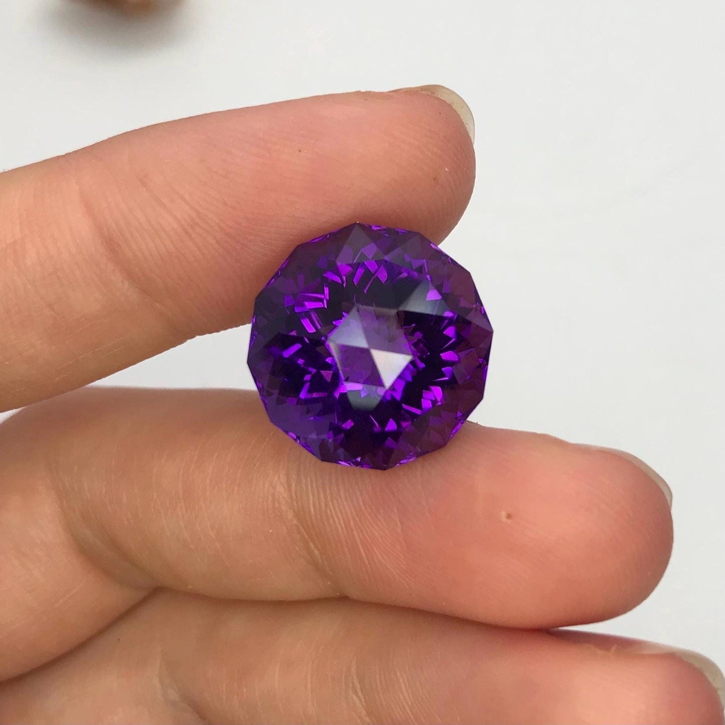 16mm Purple Amethyst, Fancy Round, 17 carat Loose Gemstone Faceted February Birthstone