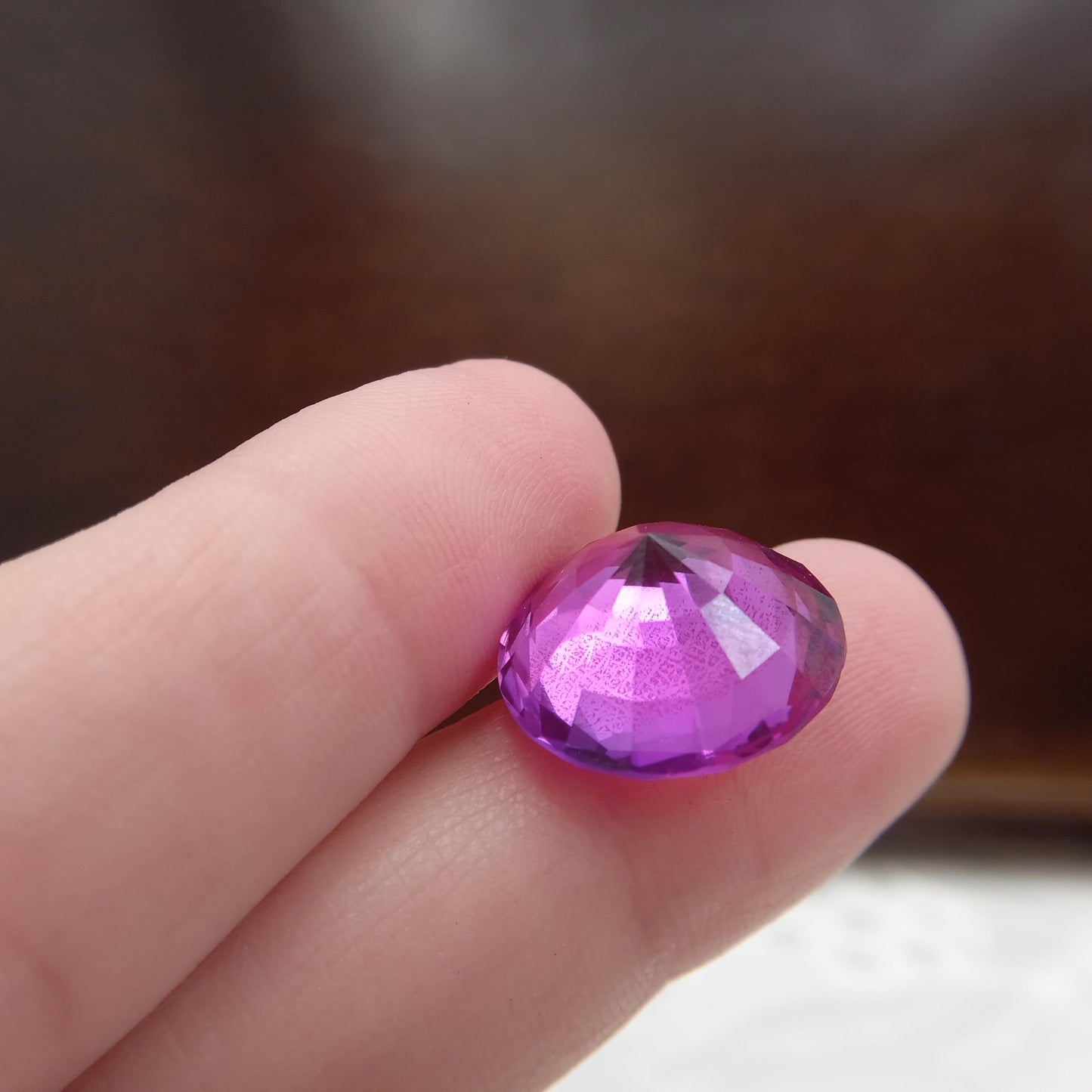 16mm Purple Lab Sapphire Round Cut 17.93 Carats, Faceted Loose man made
