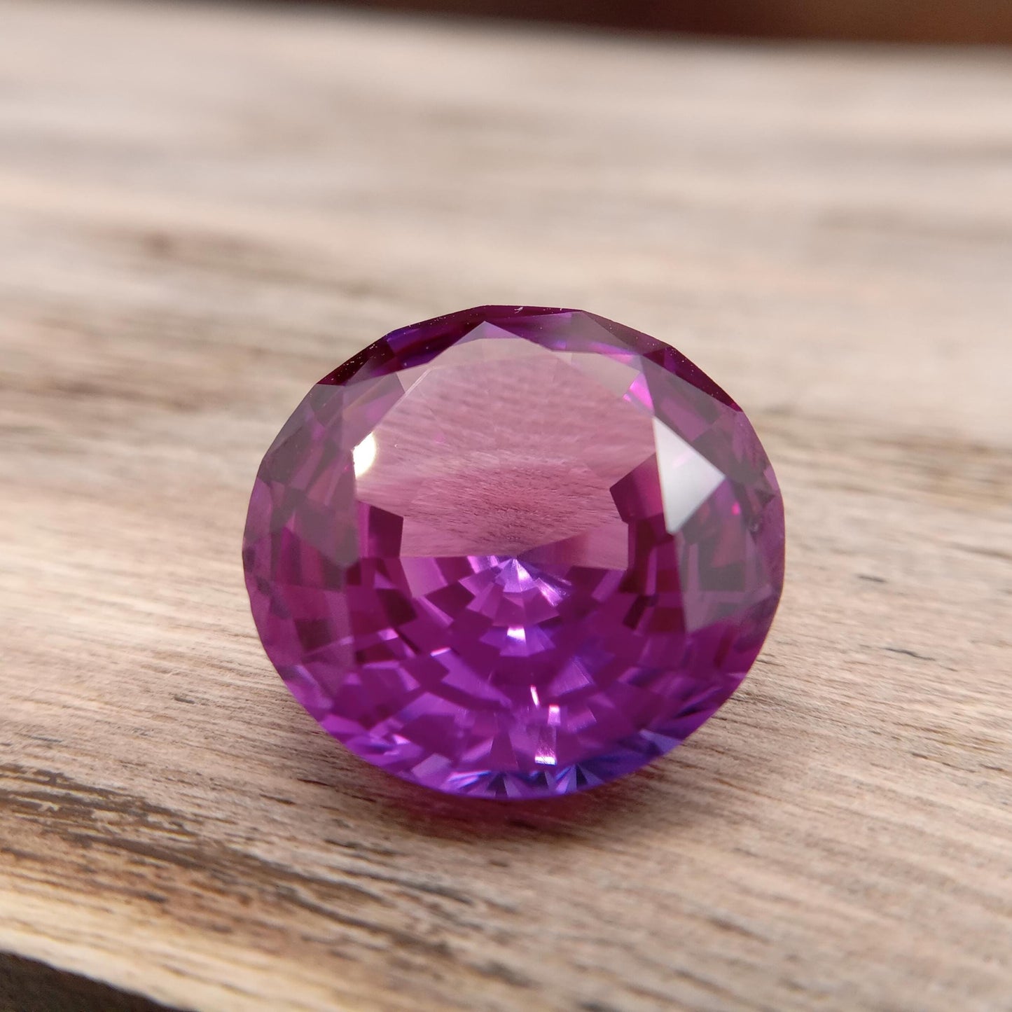 16mm Purple Lab Sapphire Round Cut 17.93 Carats, Faceted Loose man made