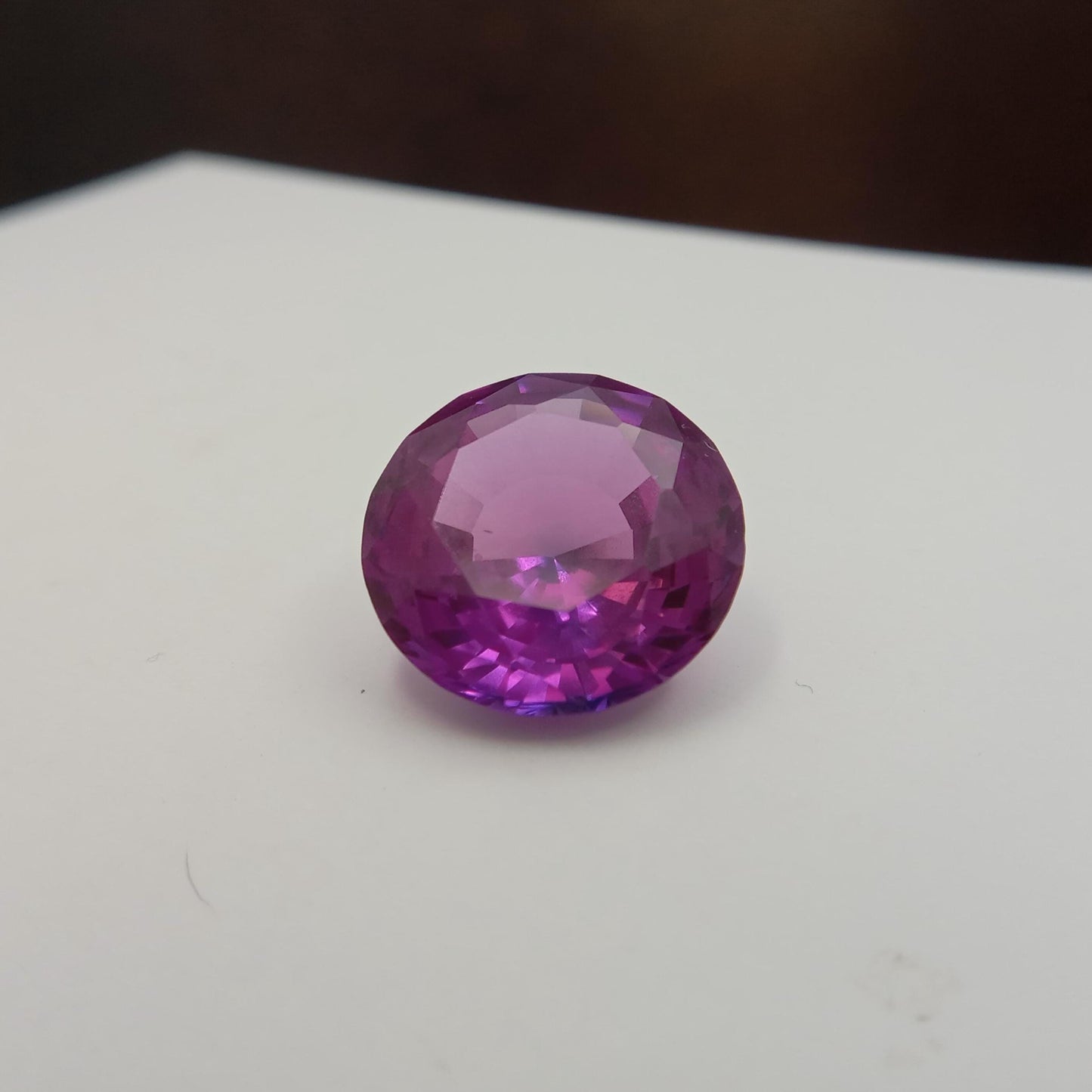 16mm Purple Lab Sapphire Round Cut 17.93 Carats, Faceted Loose man made