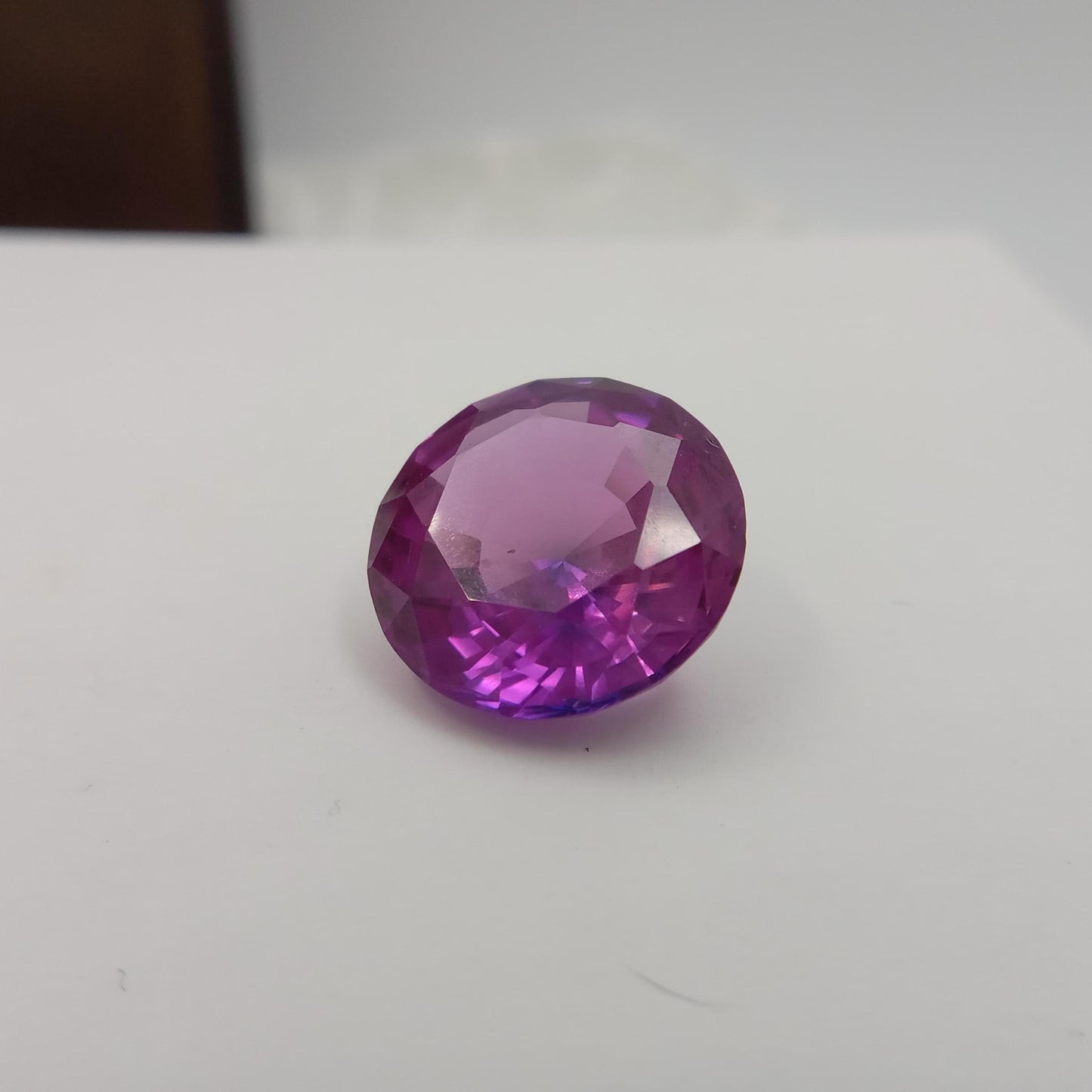 16mm Purple Lab Sapphire Round Cut 17.93 Carats, Faceted Loose man made