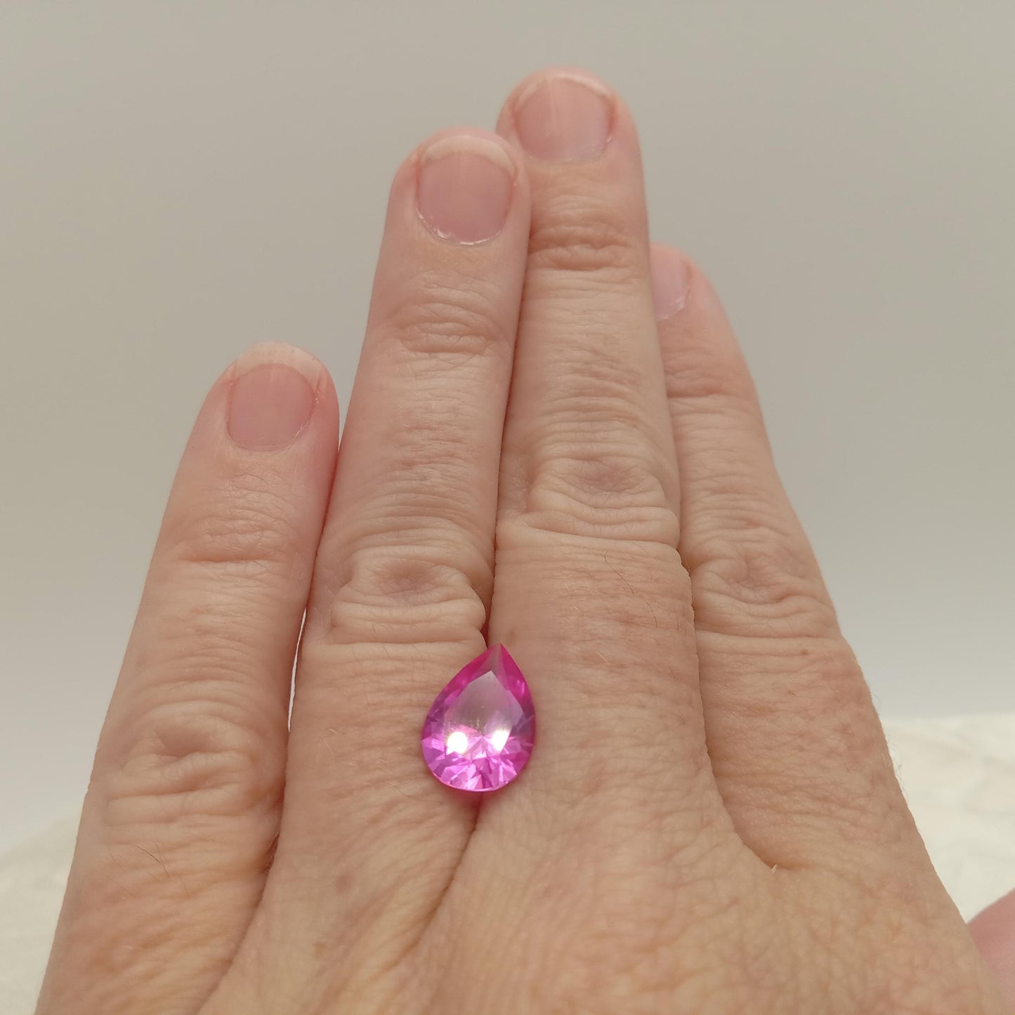 12x8mm Lab Created Pink Sapphire 3.32 Carat, Pear Cut Loose Faceted Gemstone Man Made Corundum, Pink Gem 12x8 millimeters