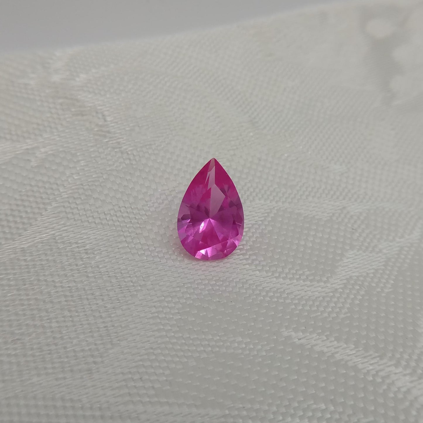 12x8mm Lab Created Pink Sapphire 3.32 Carat, Pear Cut Loose Faceted Gemstone Man Made Corundum, Pink Gem 12x8 millimeters