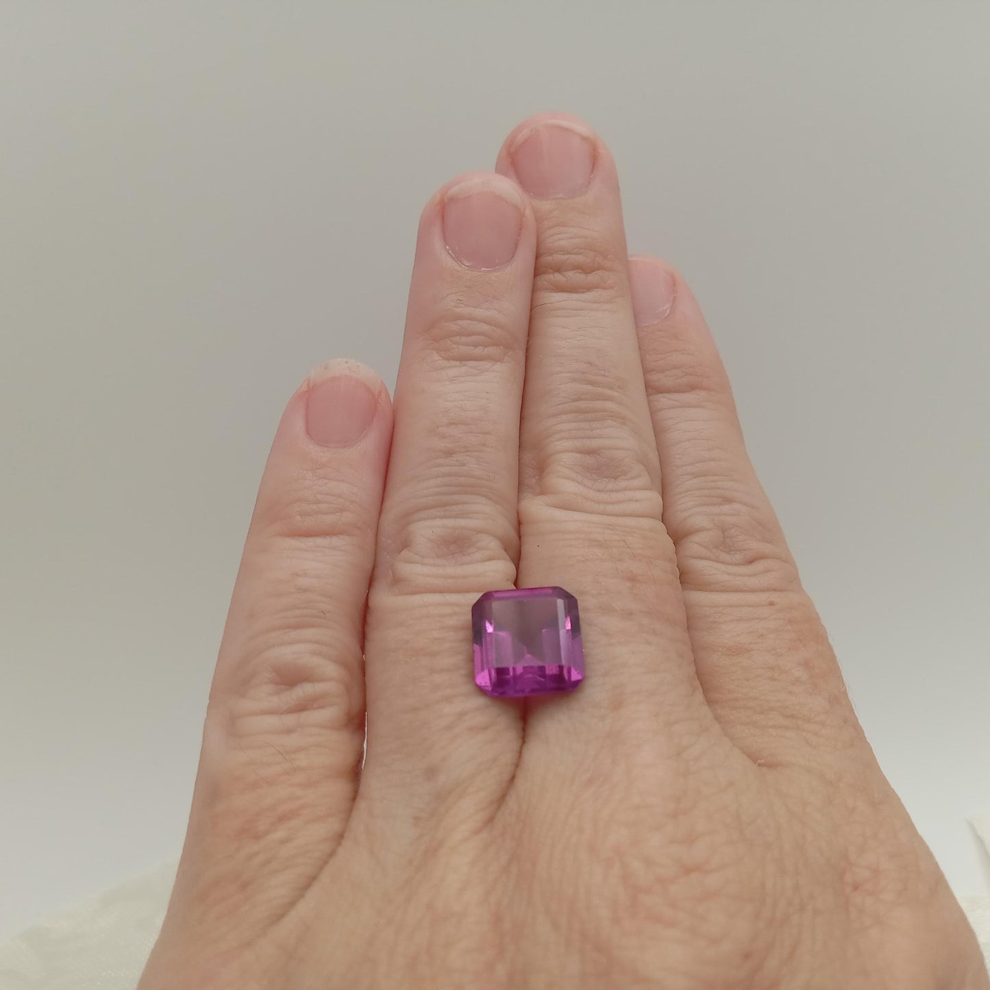 10.5 mm x9.9 mm Purple Lab Sapphire Loose Gem, 6.14 carat, Lab Created Square Gemstone, June Birthstone Color 10mm square