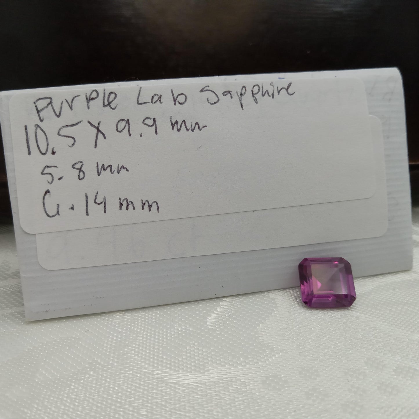 10.5 mm x9.9 mm Purple Lab Sapphire Loose Gem, 6.14 carat, Lab Created Square Gemstone, June Birthstone Color 10mm square