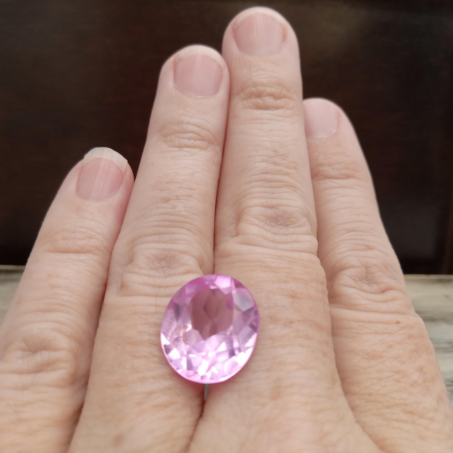 14x12mm Pink Lab Created Sapphire 10.27Ct, Oval Cut Loose Faceted Gemstone, Synthetic, Man-Made Corundum, Light Pink Gem