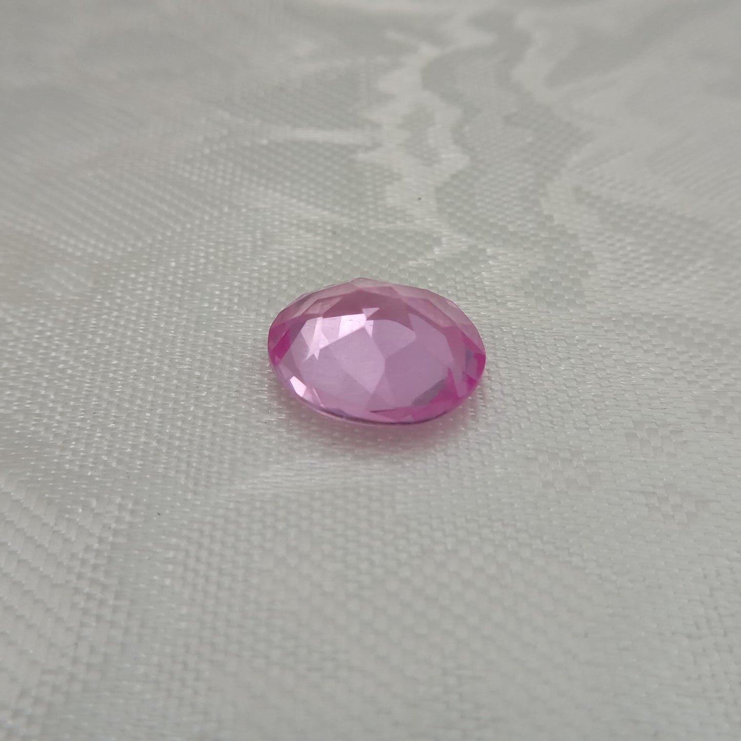 14x12mm Pink Lab Created Sapphire 10.27Ct, Oval Cut Loose Faceted Gemstone, Synthetic, Man-Made Corundum, Light Pink Gem
