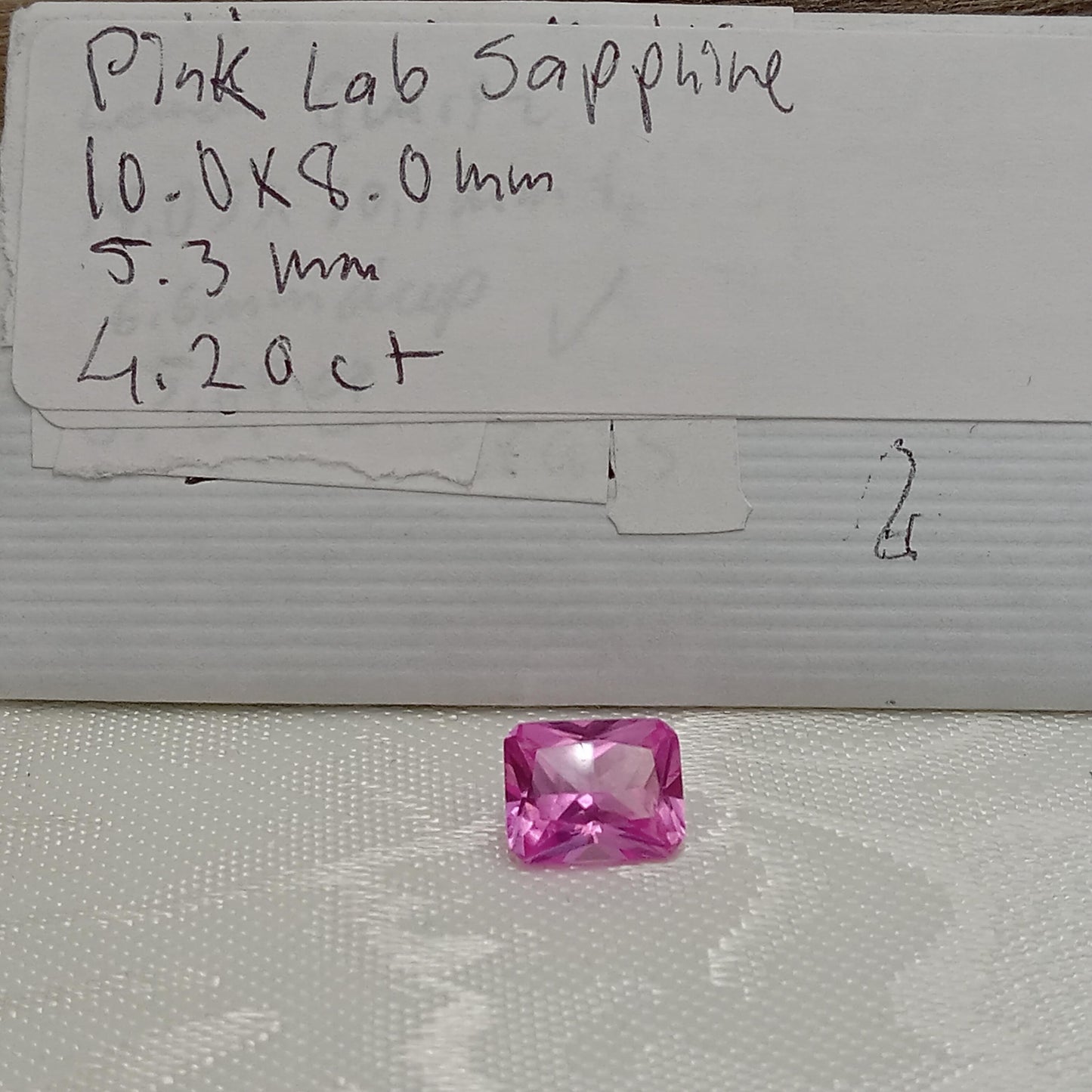 10x8mm Lab Pink Sapphire, 4.2 Ct, Rectangle Cut Loose Faceted Man Made Corundum, Light Pink Gem 10x8 millimeter 4 carat