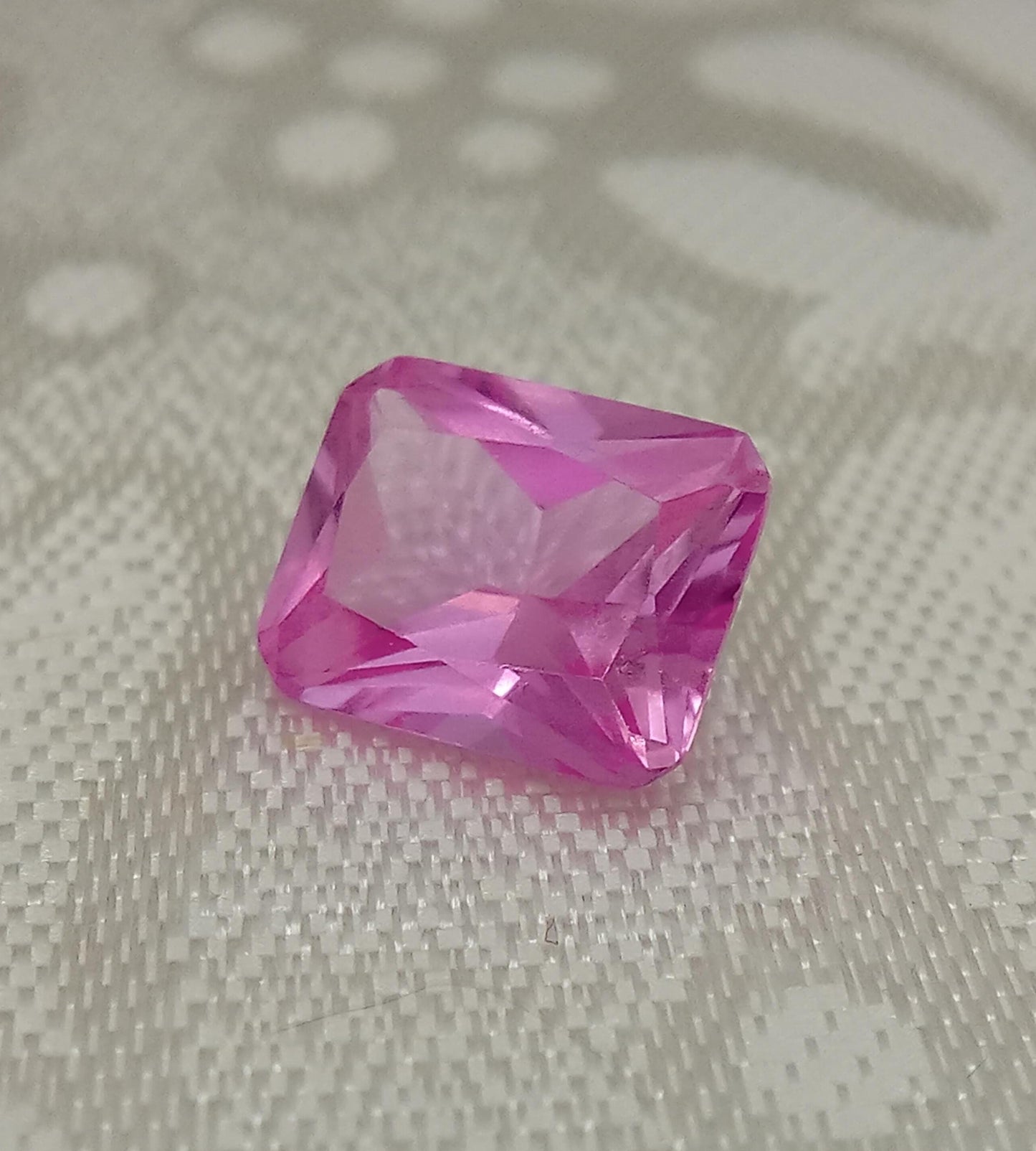 10x8mm Lab Pink Sapphire, 4.2 Ct, Rectangle Cut Loose Faceted Man Made Corundum, Light Pink Gem 10x8 millimeter 4 carat