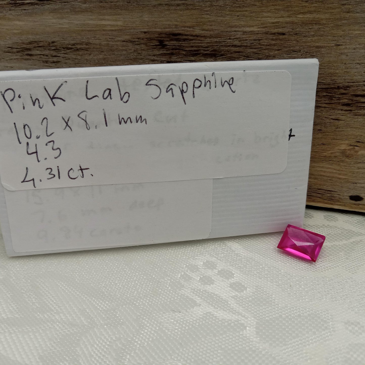10.2x8.1mm Pink Lab Sapphire 4.31 Carat Rectangle Cut, Faceted Loose Gemstone
