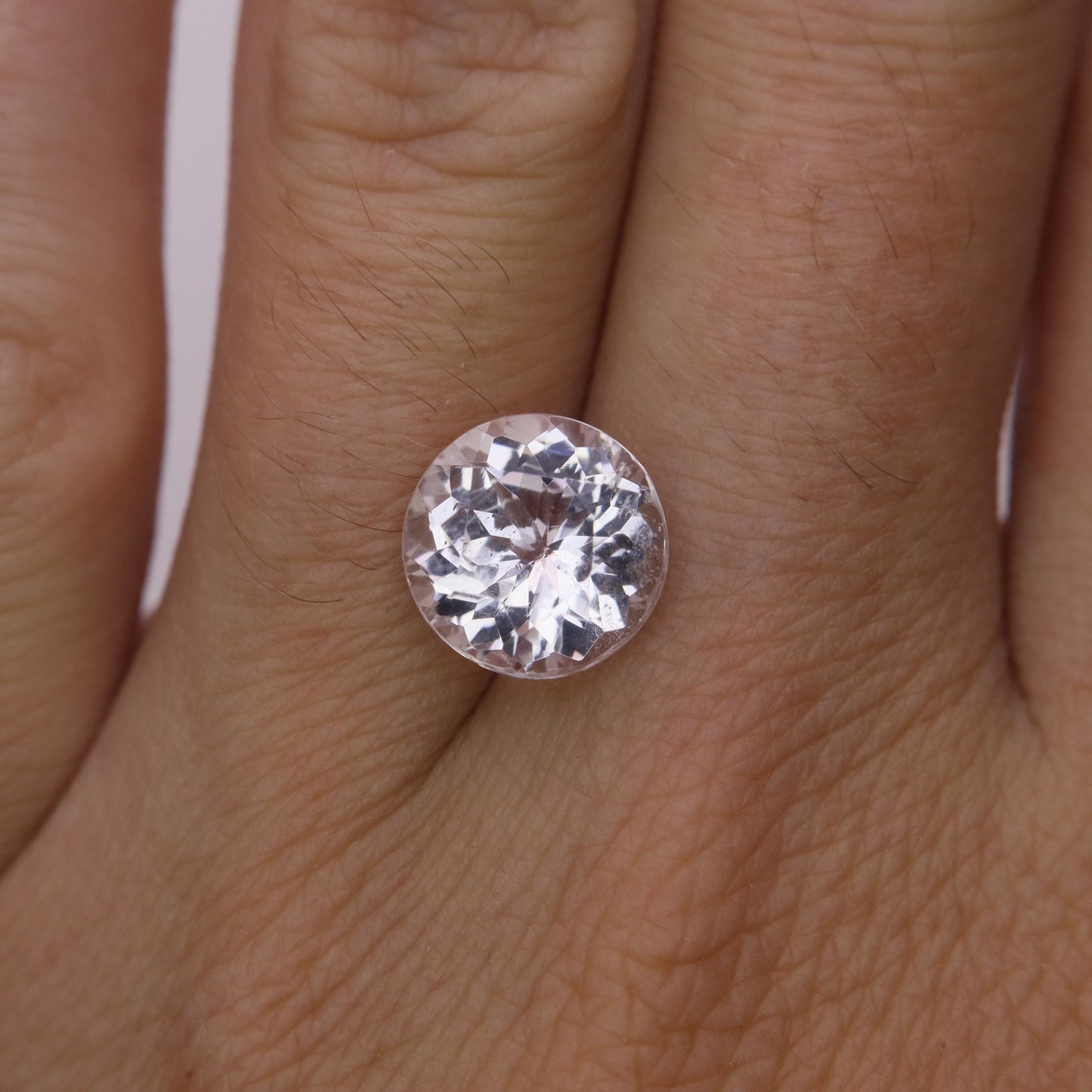 10mm Light Pink Morganite 3.44 carat Round Cut, Faceted Loose Gemstone