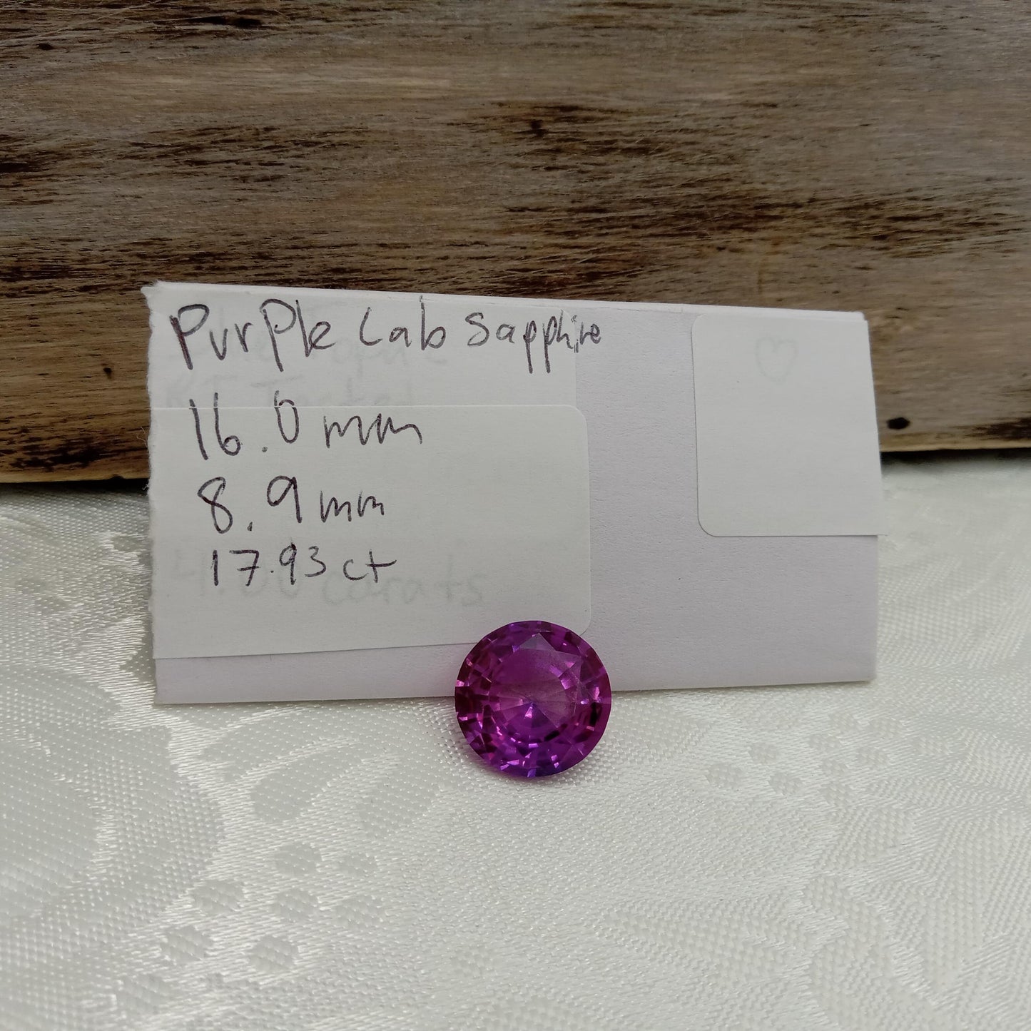 16mm Purple Lab Sapphire Round Cut 17.93 Carats, Faceted Loose man made