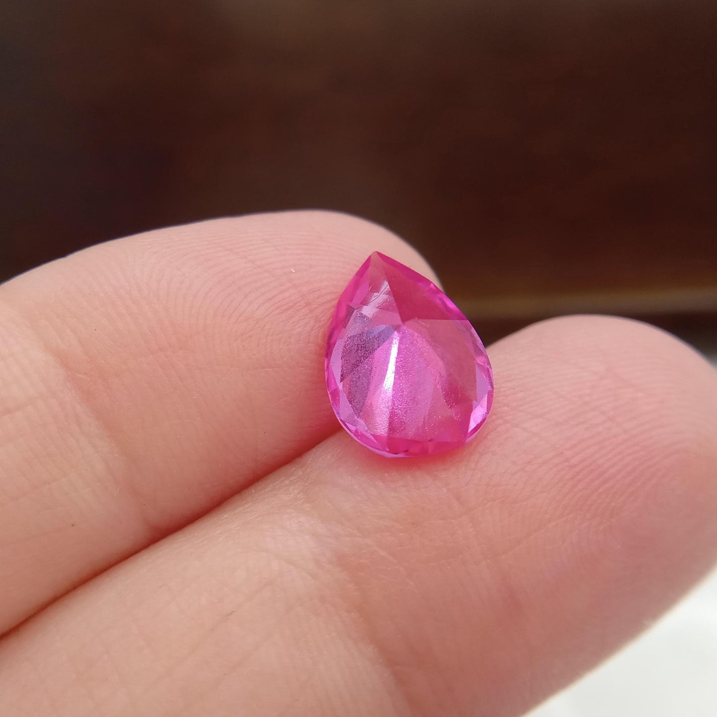 12x8mm Lab Created Pink Sapphire 3.32 Carat, Pear Cut Loose Faceted Gemstone Man Made Corundum, Pink Gem 12x8 millimeters