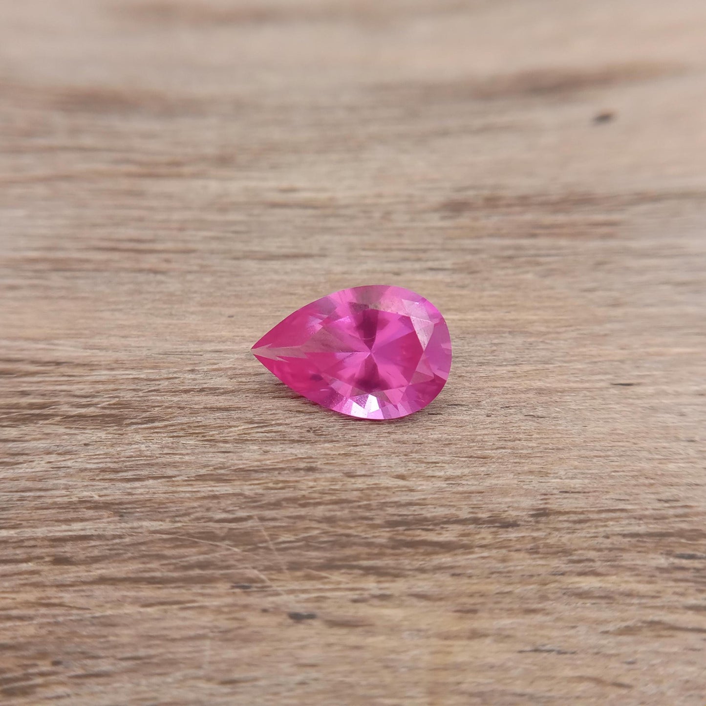 12x8mm Lab Created Pink Sapphire 3.32 Carat, Pear Cut Loose Faceted Gemstone Man Made Corundum, Pink Gem 12x8 millimeters