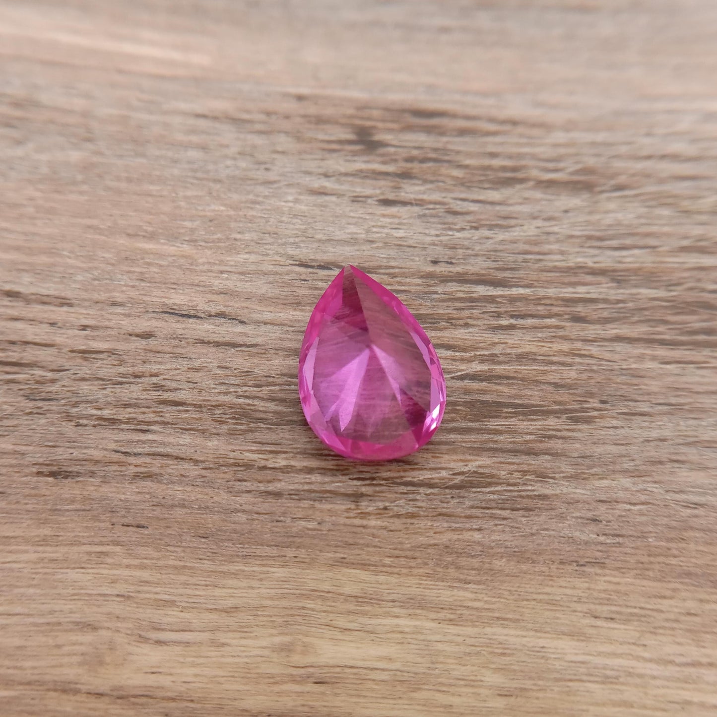 12x8mm Lab Created Pink Sapphire 3.32 Carat, Pear Cut Loose Faceted Gemstone Man Made Corundum, Pink Gem 12x8 millimeters