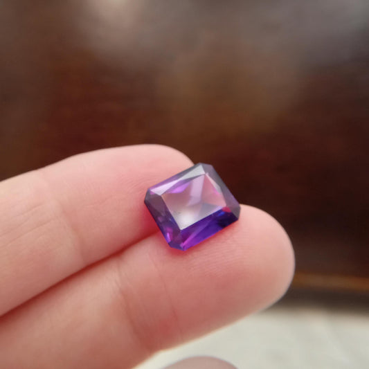 12x10mm Purple Lab Sapphire Loose Gem, Lab Created Rectangle Octagon, 7.04 carat Gemstone, June Birthstone Color 7 ct man made