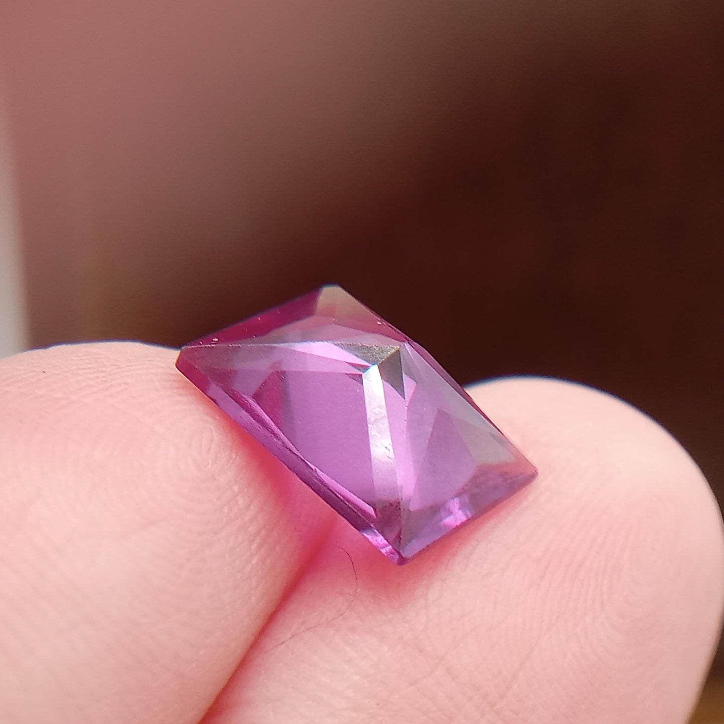 11x9mm Purple Lab Sapphire 5.23 Carat Rectangle Cut, Faceted Loose Gemstone