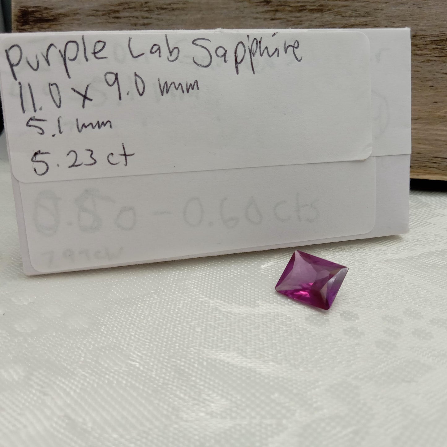 11x9mm Purple Lab Sapphire 5.23 Carat Rectangle Cut, Faceted Loose Gemstone