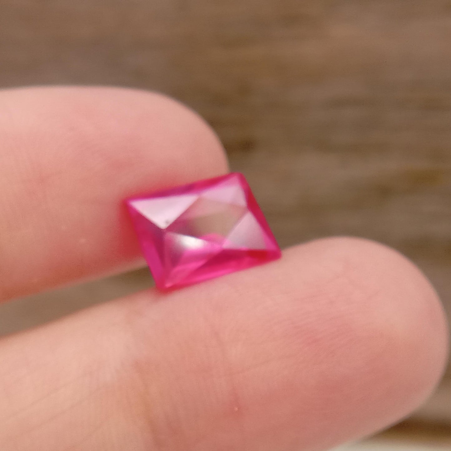 10.2x8.1mm Pink Lab Sapphire 4.31 Carat Rectangle Cut, Faceted Loose Gemstone