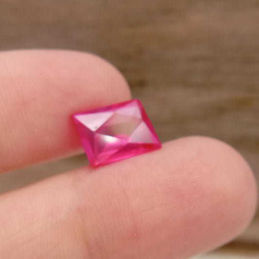 10.2x8.1mm Pink Lab Sapphire 4.31 Carat Rectangle Cut, Faceted Loose Gemstone