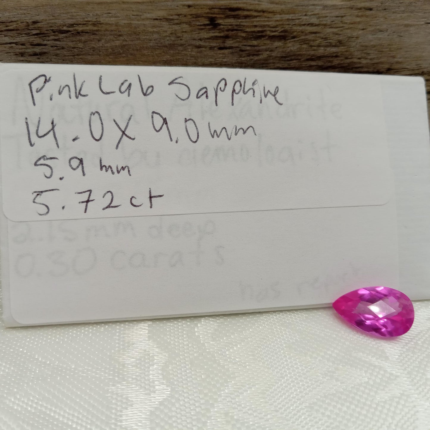 14x9mm Lab Pink Sapphire 5.72 Carat, Pear Cut Loose Faceted Gemstone Man Made Corundum, Pink Gem checkerboard 14x9 millimeters