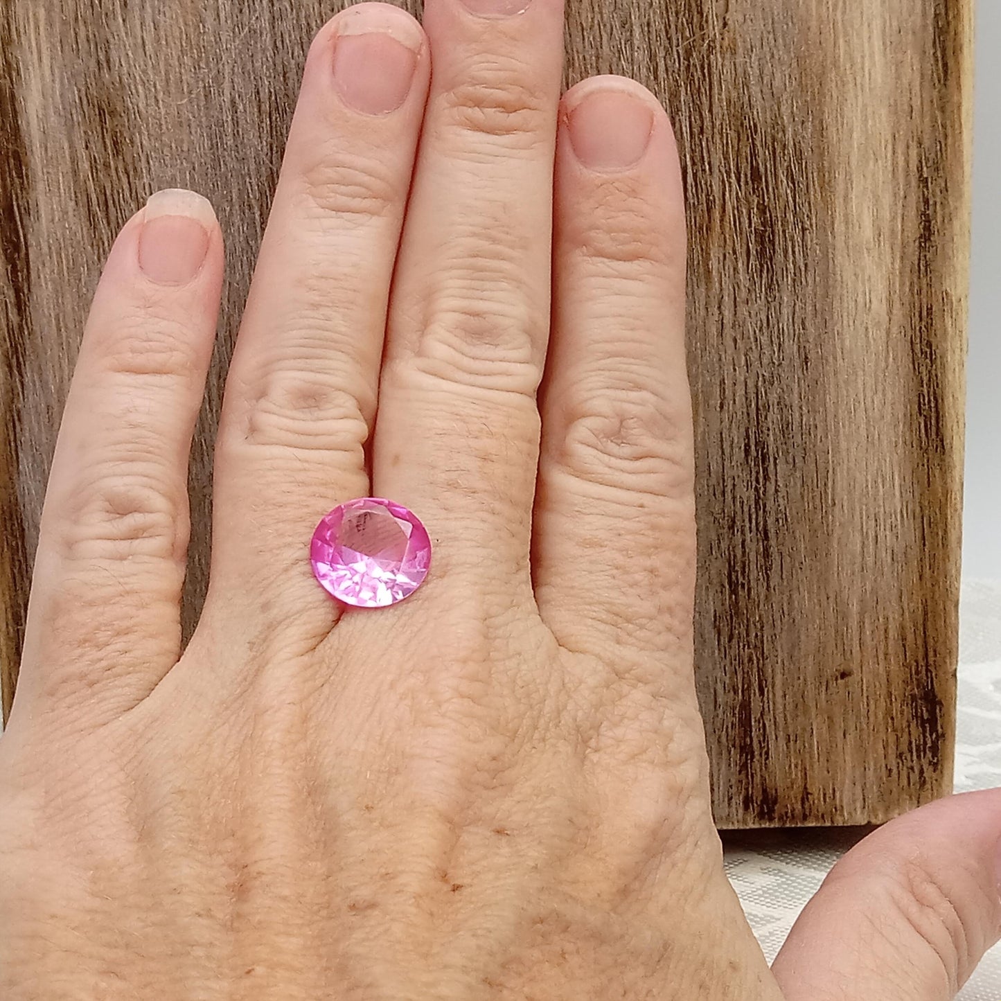 12mm 5.89 cts Synthetic Pink Sapphire Round Cut Gemstones Loose Unmounted Man Made Lab Grown Corundum Carats 12 millimeters