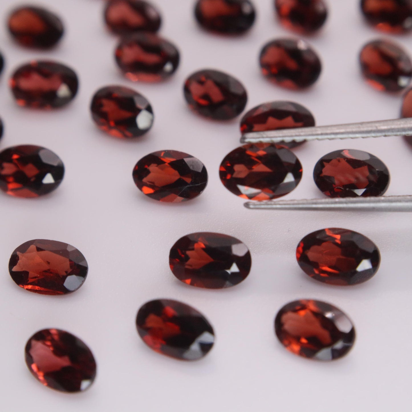 One 6x4mm Red Garnet Oval Cut, Faceted Loose Gemstone