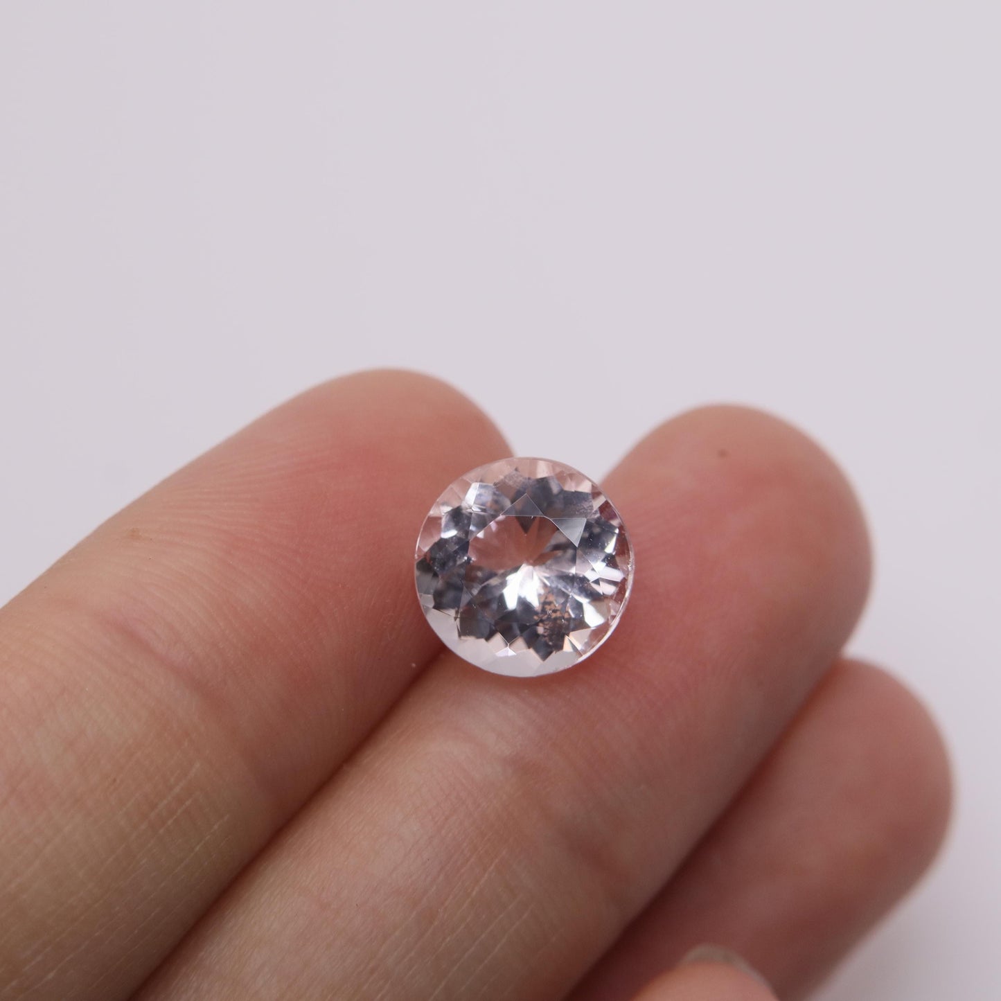 10mm Light Pink Morganite 3.44 carat Round Cut, Faceted Loose Gemstone