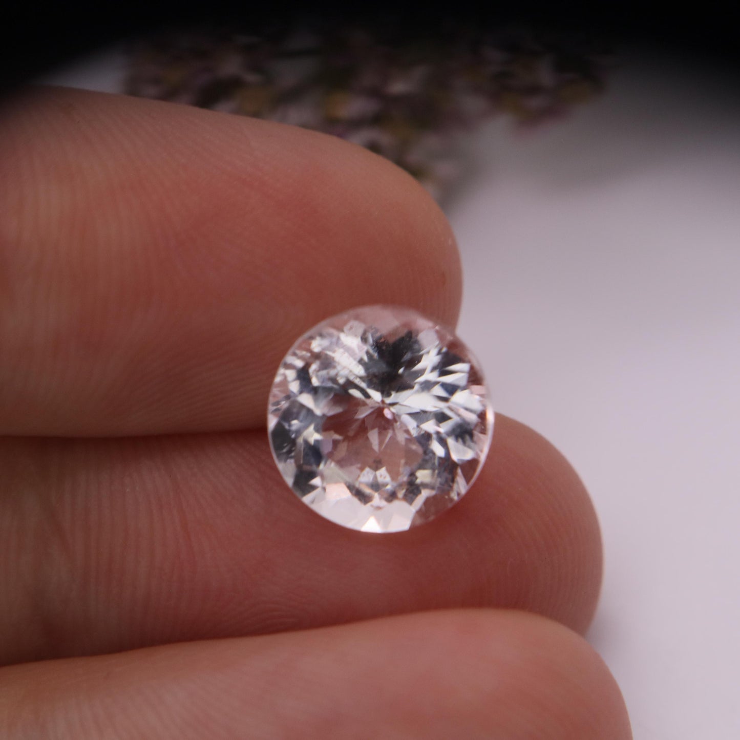 10mm Light Pink Morganite 3.44 carat Round Cut, Faceted Loose Gemstone