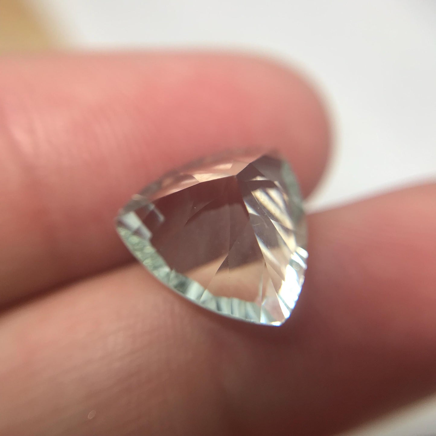 12mm Prasiolite (Light Green Quartz), 5.28 Carat, Trillion Cut, Faceted Loose Green Gemstone, Sometimes called "Green Amethyst"