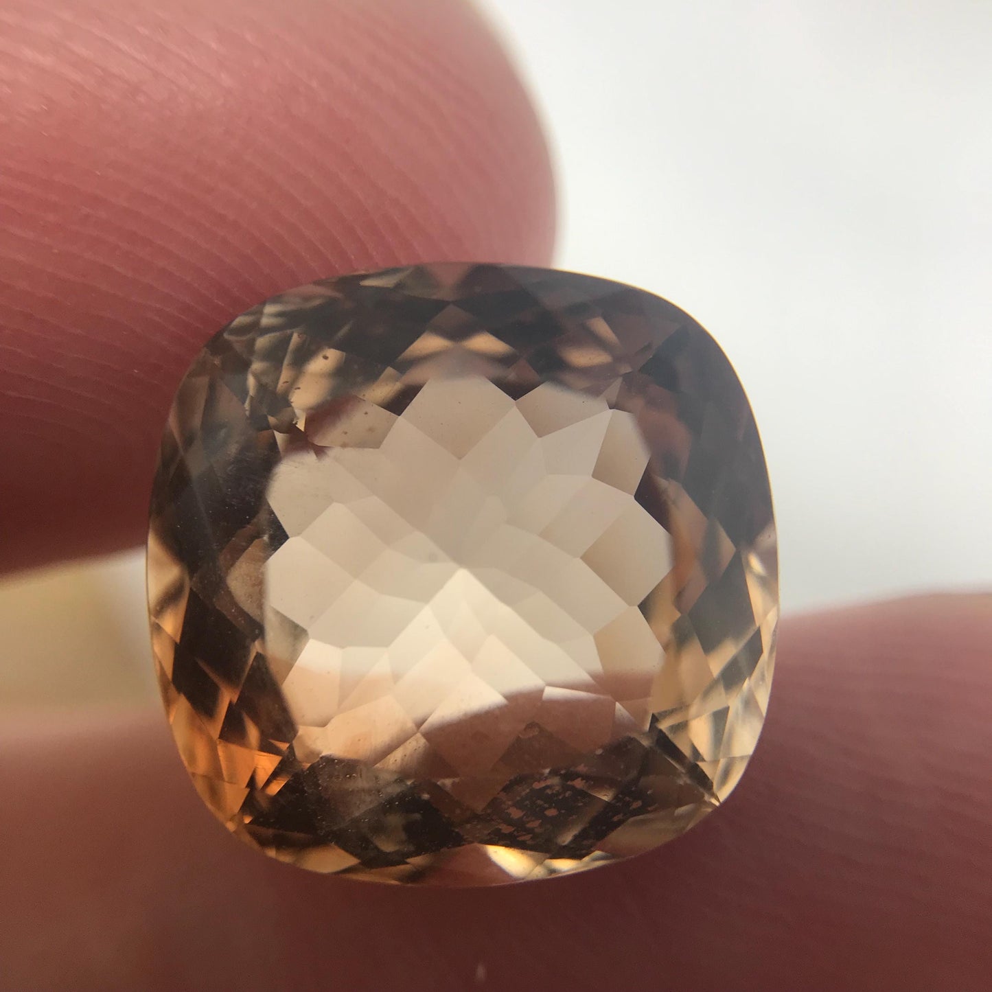 11.76 carat Brown Topaz, 13.5x13.3mm Cushion Cut Faceted Gemstone, Large Stone Loose Smokey Topaz