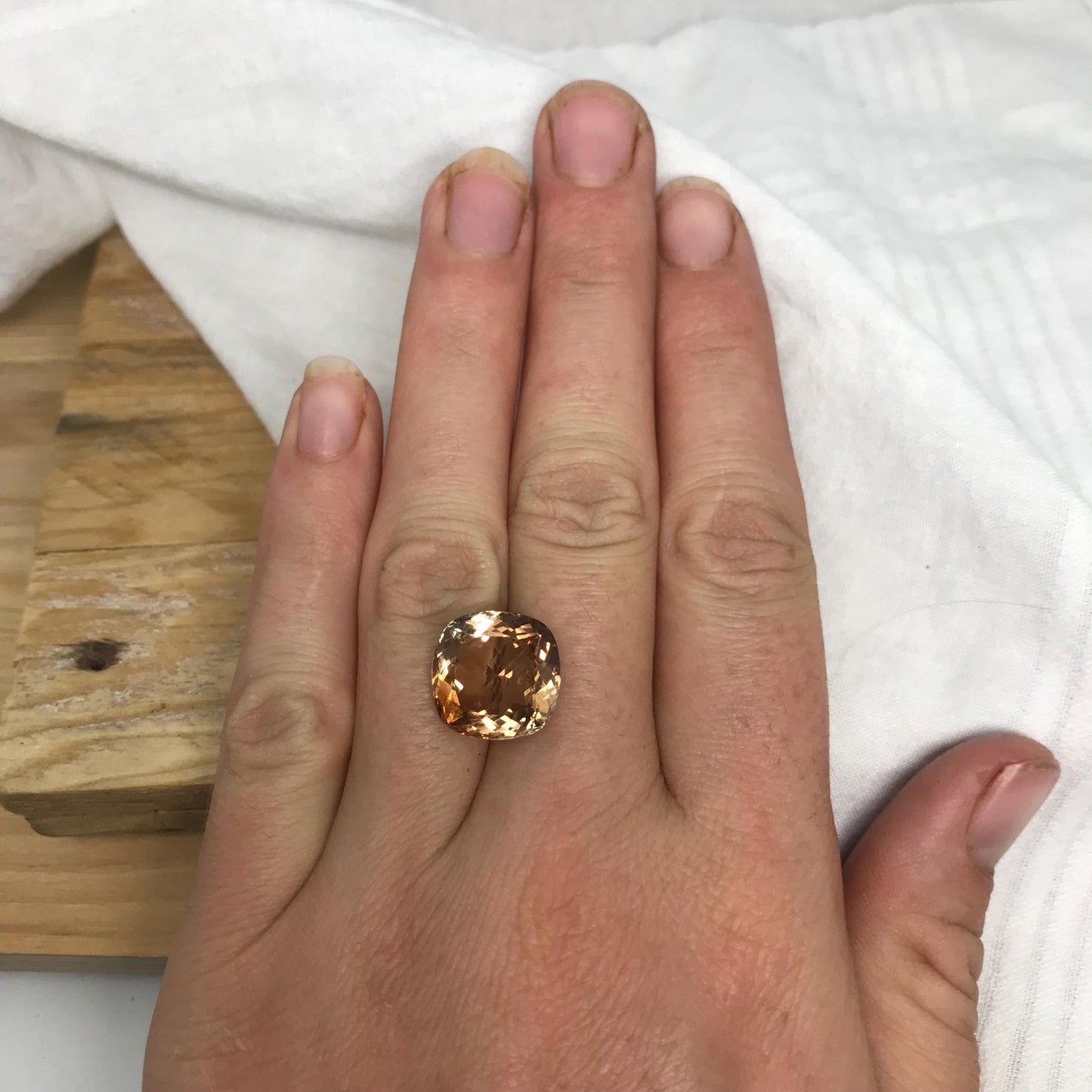 11.76 carat Brown Topaz, 13.5x13.3mm Cushion Cut Faceted Gemstone, Large Stone Loose Smokey Topaz