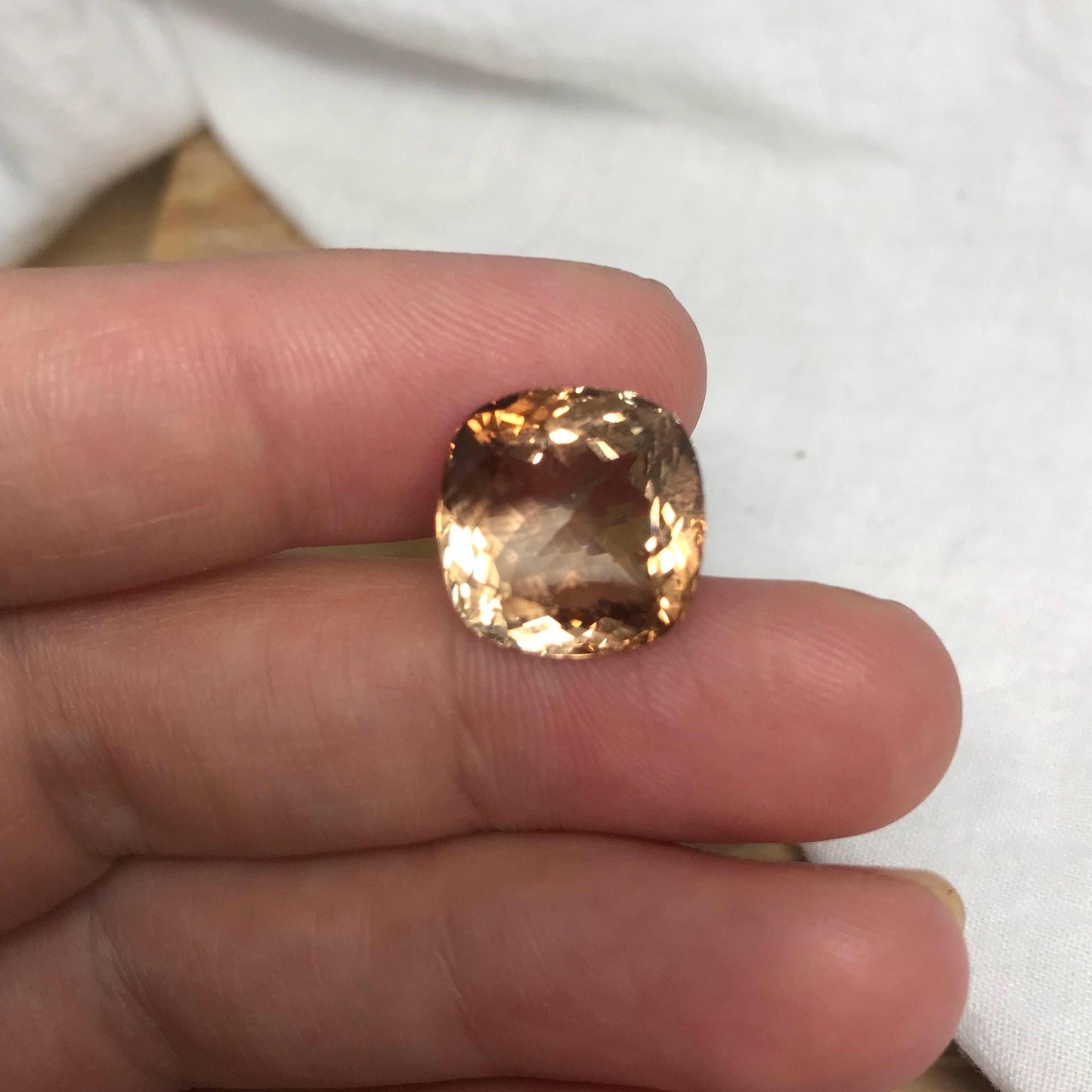 11.76 carat Brown Topaz, 13.5x13.3mm Cushion Cut Faceted Gemstone, Large Stone Loose Smokey Topaz