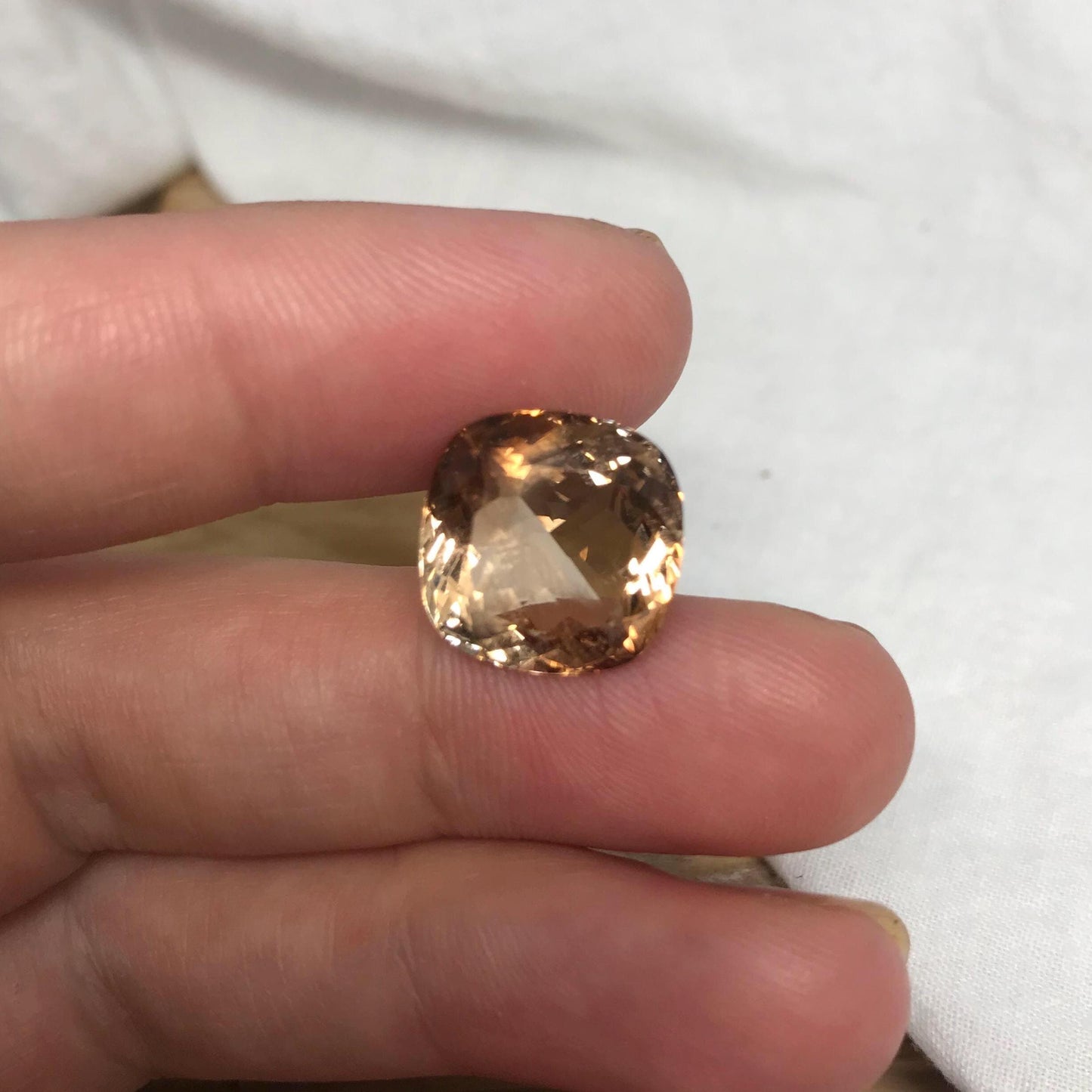 11.76 carat Brown Topaz, 13.5x13.3mm Cushion Cut Faceted Gemstone, Large Stone Loose Smokey Topaz