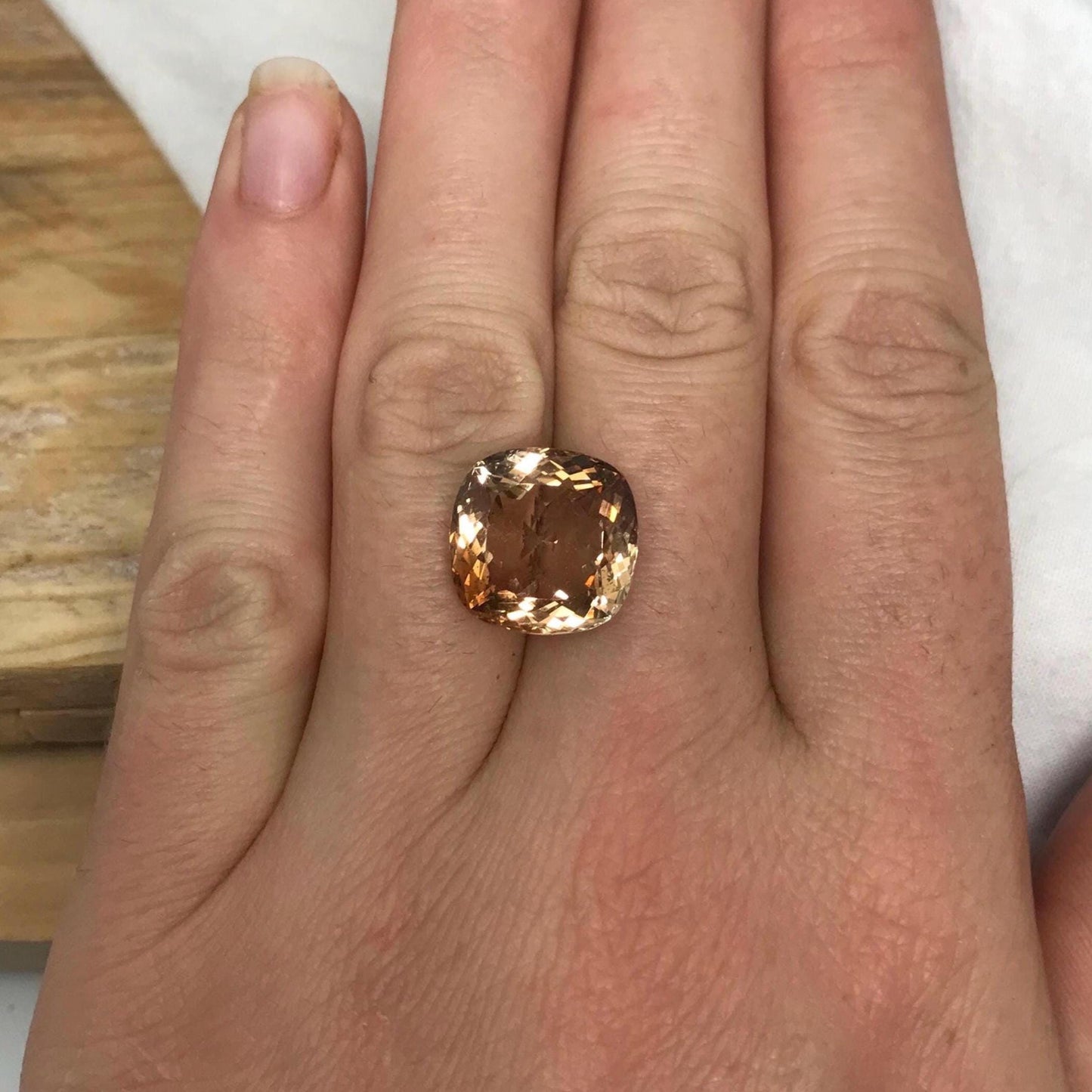 11.76 carat Brown Topaz, 13.5x13.3mm Cushion Cut Faceted Gemstone, Large Stone Loose Smokey Topaz